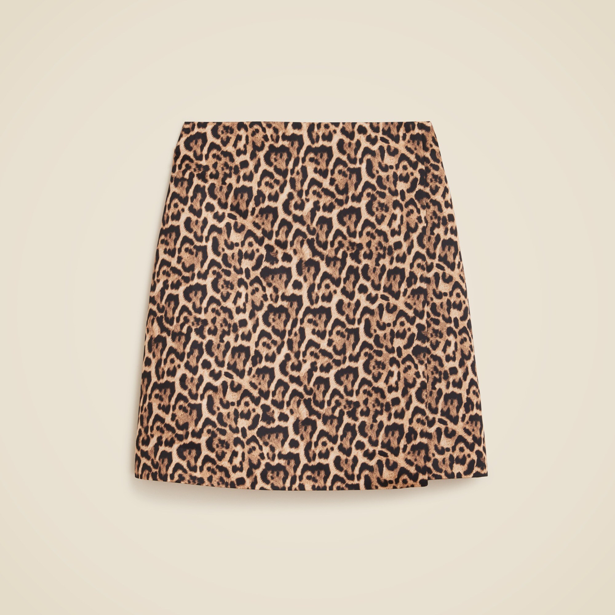 Leopard-print wrap skirt in duchesse satin