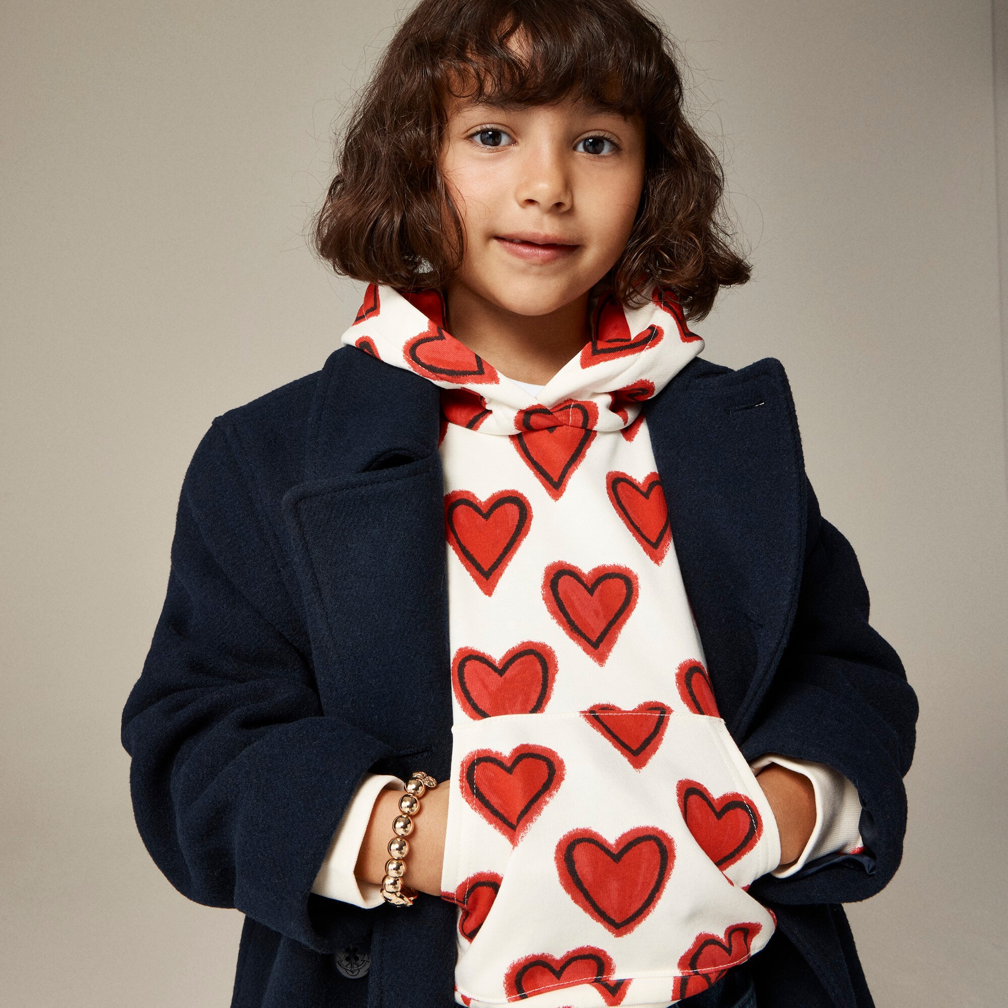 girls Girls' printed hooded sweatshirt