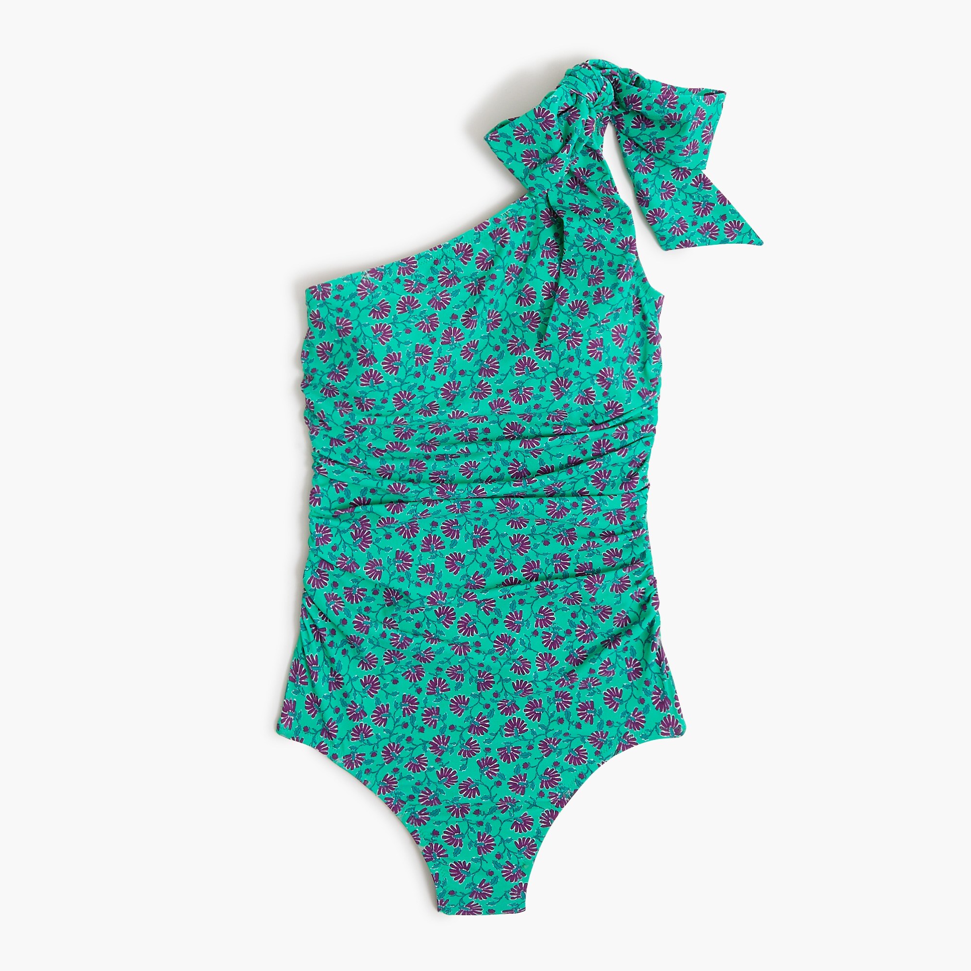 one-shoulder bow one-piece swimsuit for women