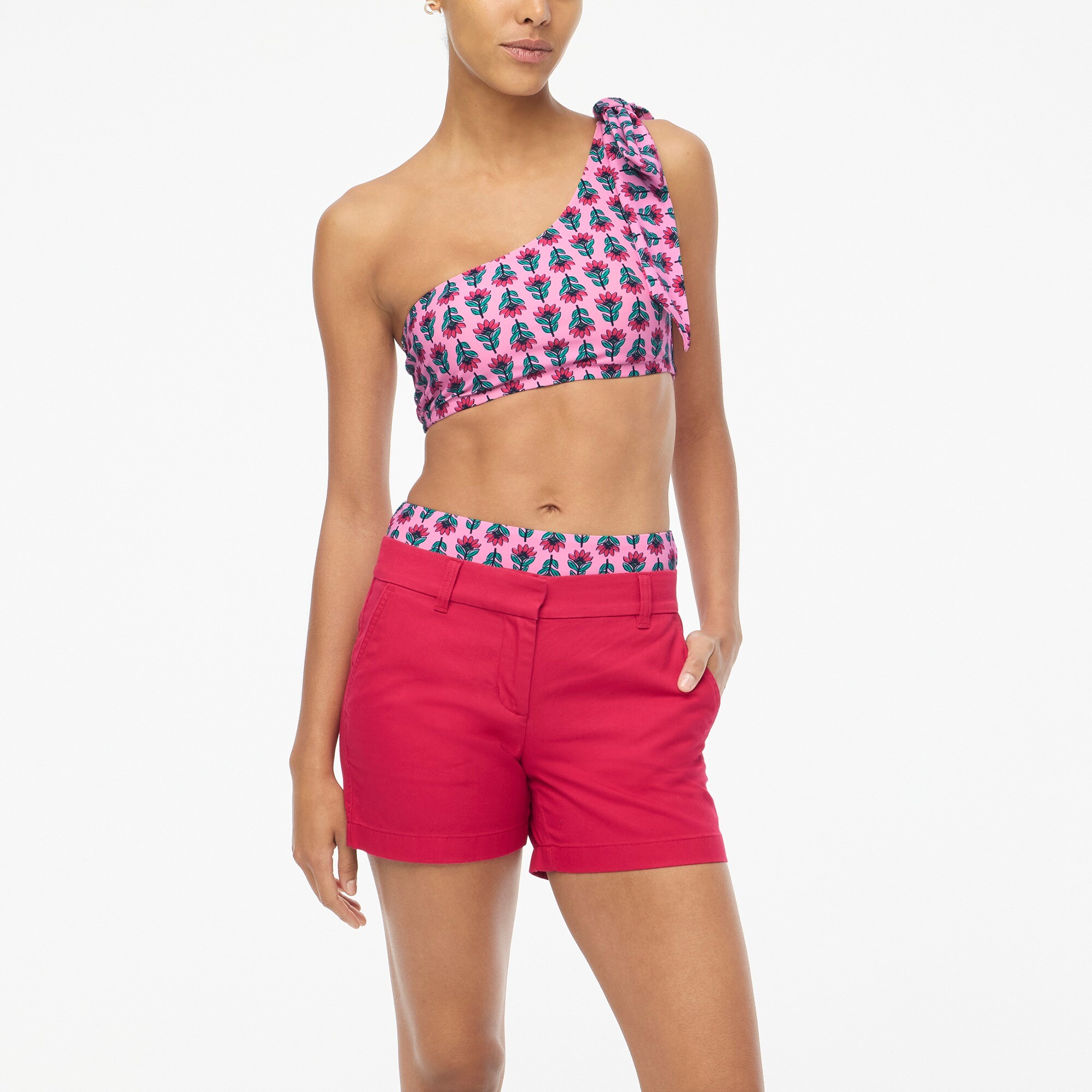 One-shoulder bow bikini top