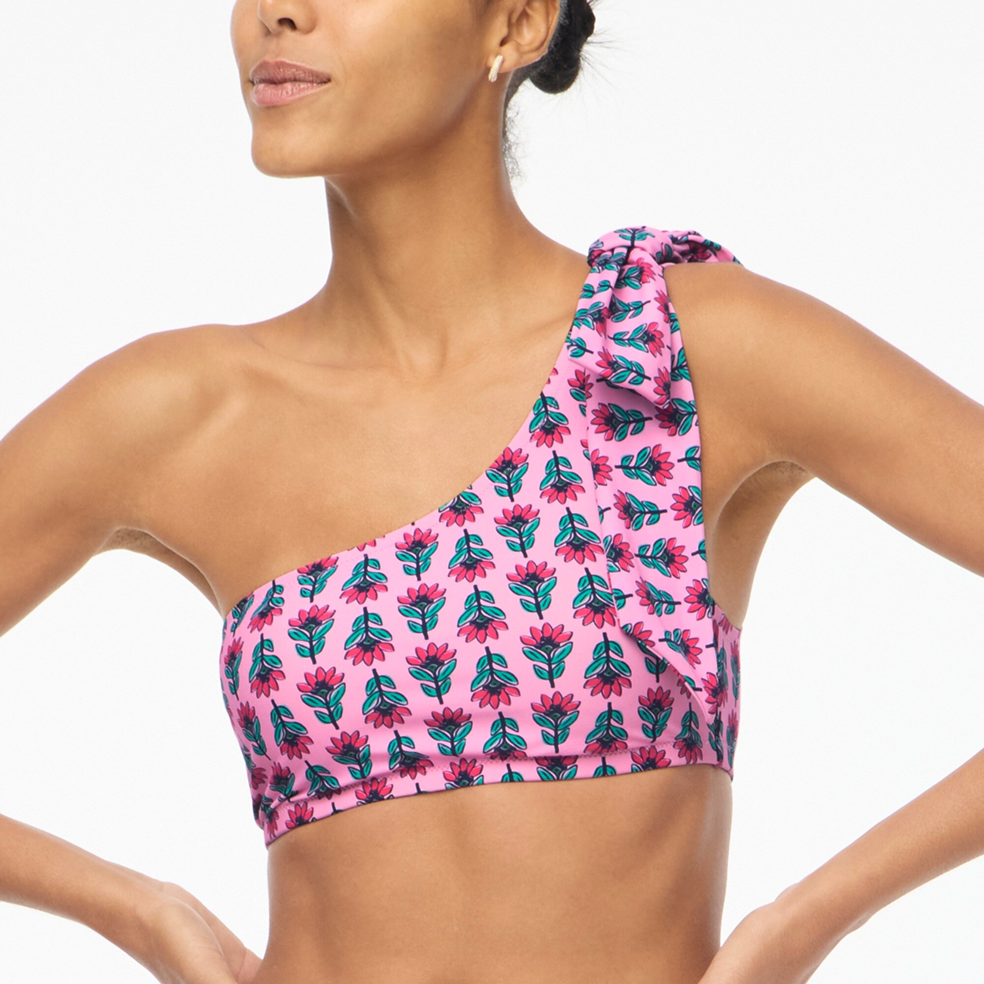 One-shoulder bow bikini top