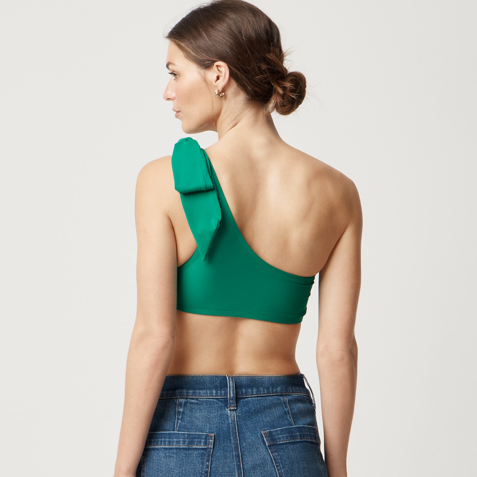 One-shoulder bow bikini top