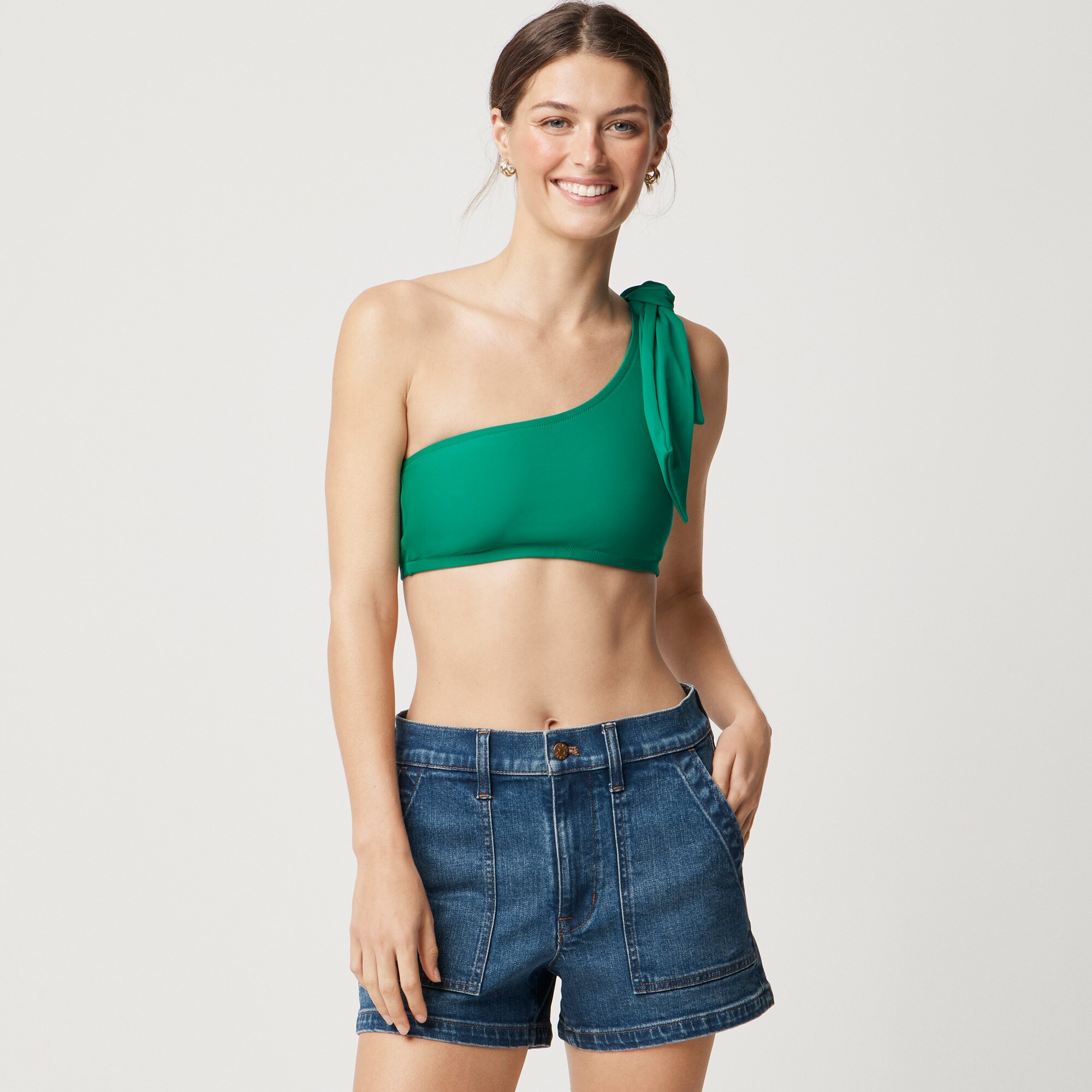 One-shoulder bow bikini top