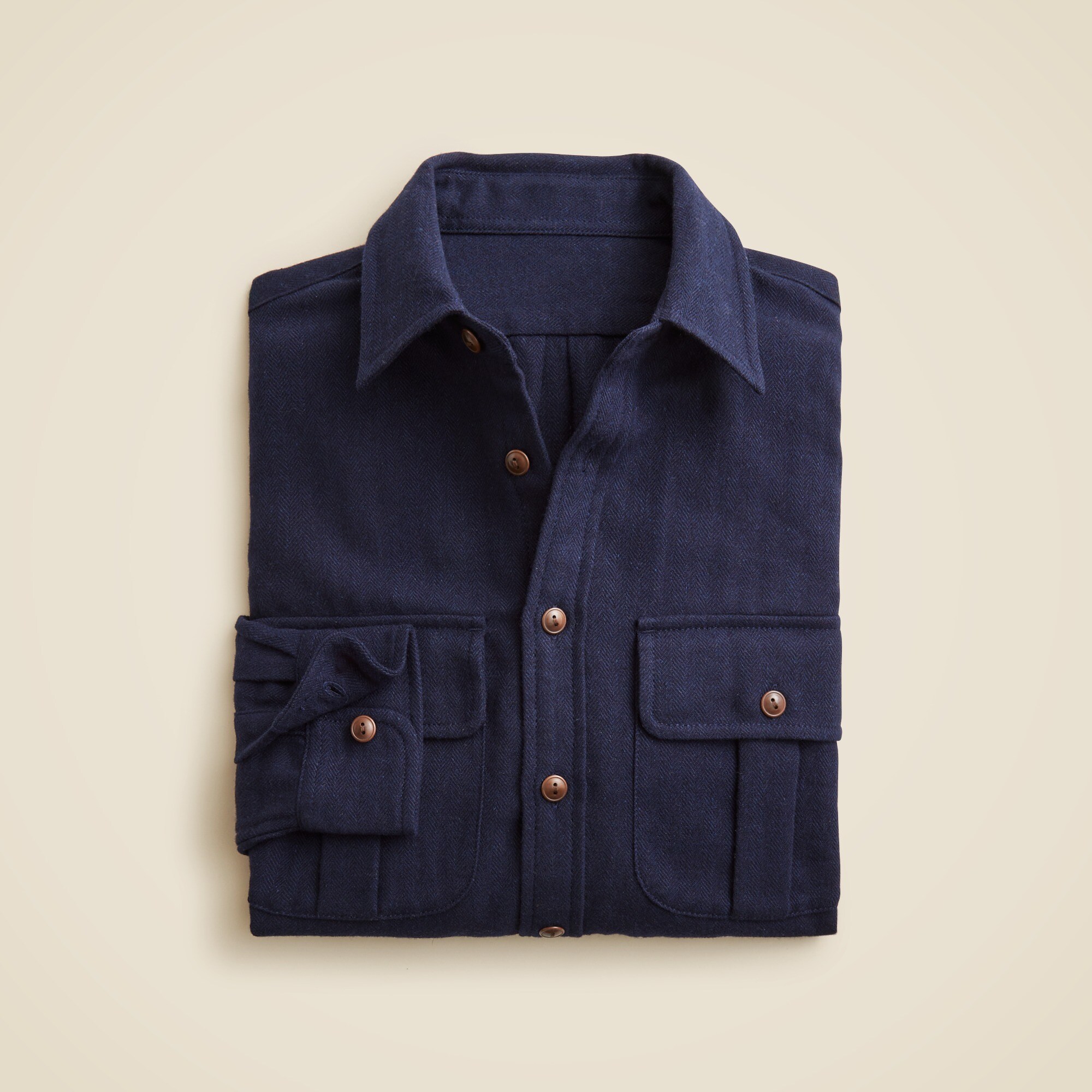 Wool-linen blend herringbone heritage workshirt