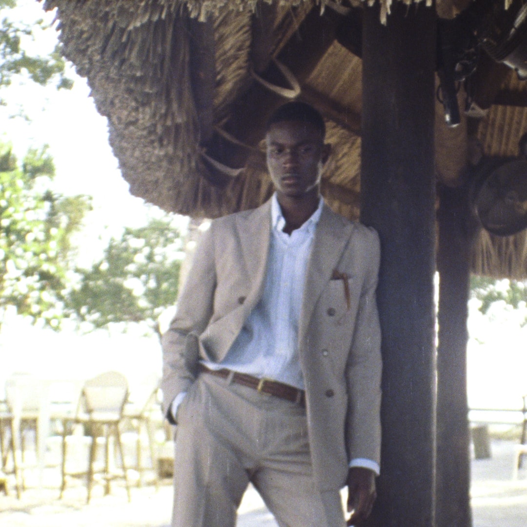 Ludlow Slim-fit double-breasted suit jacket in Irish cotton-linen blend