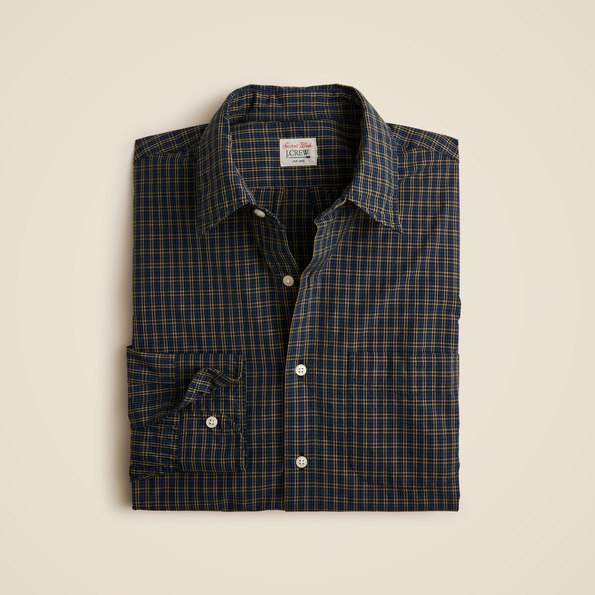 Secret Wash cotton poplin shirt with point collar