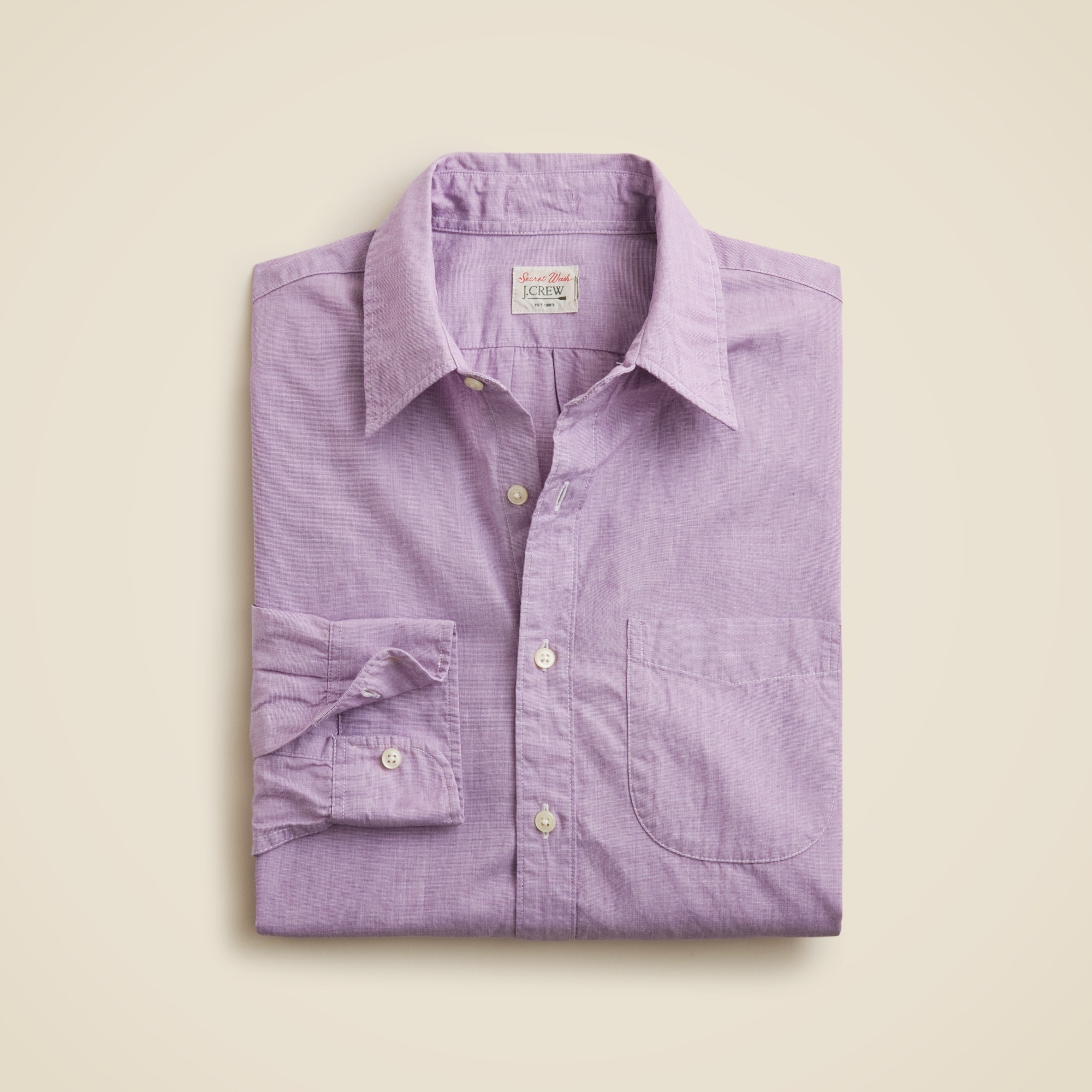 mens Secret Wash cotton poplin shirt with point collar