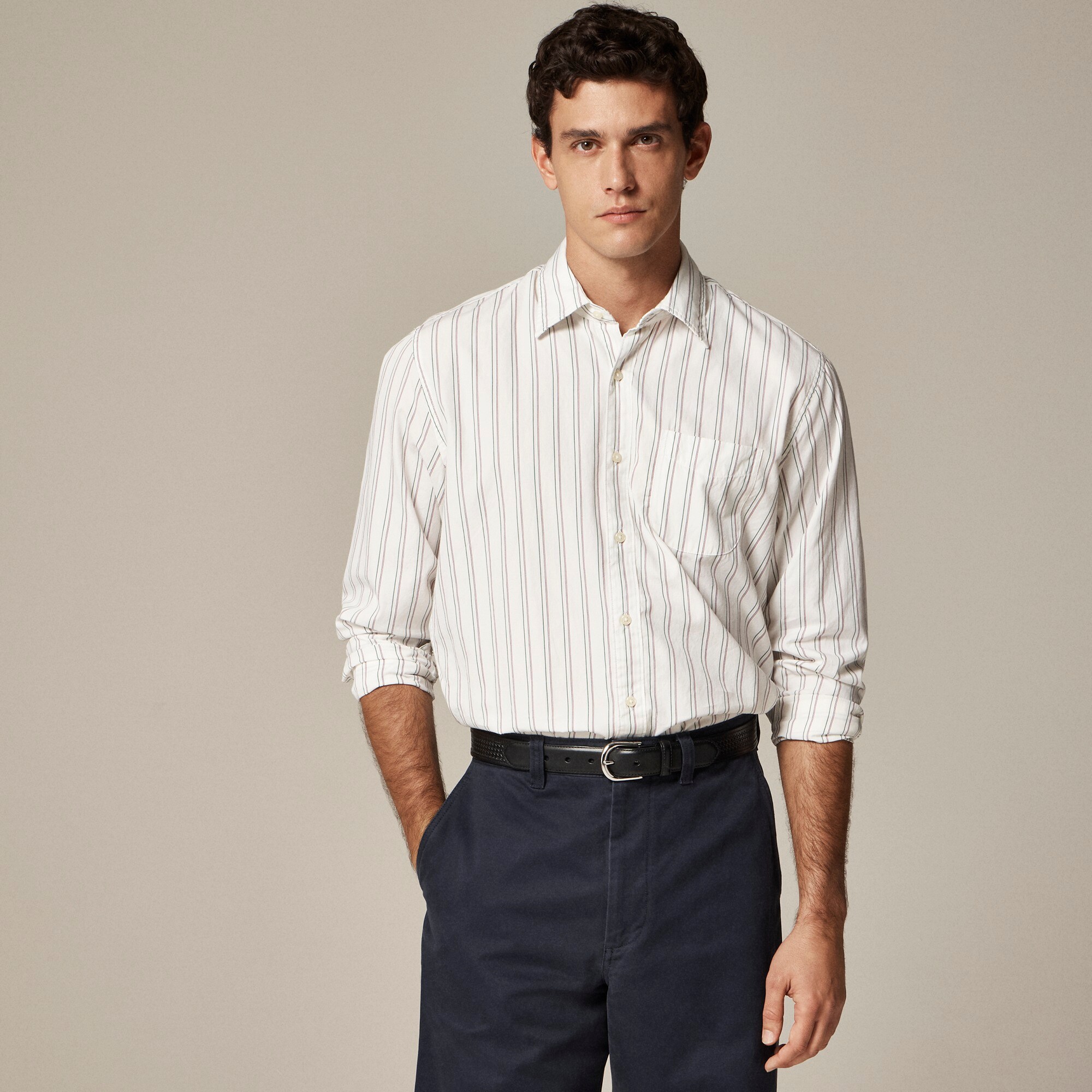 mens Secret Wash cotton poplin shirt with point collar