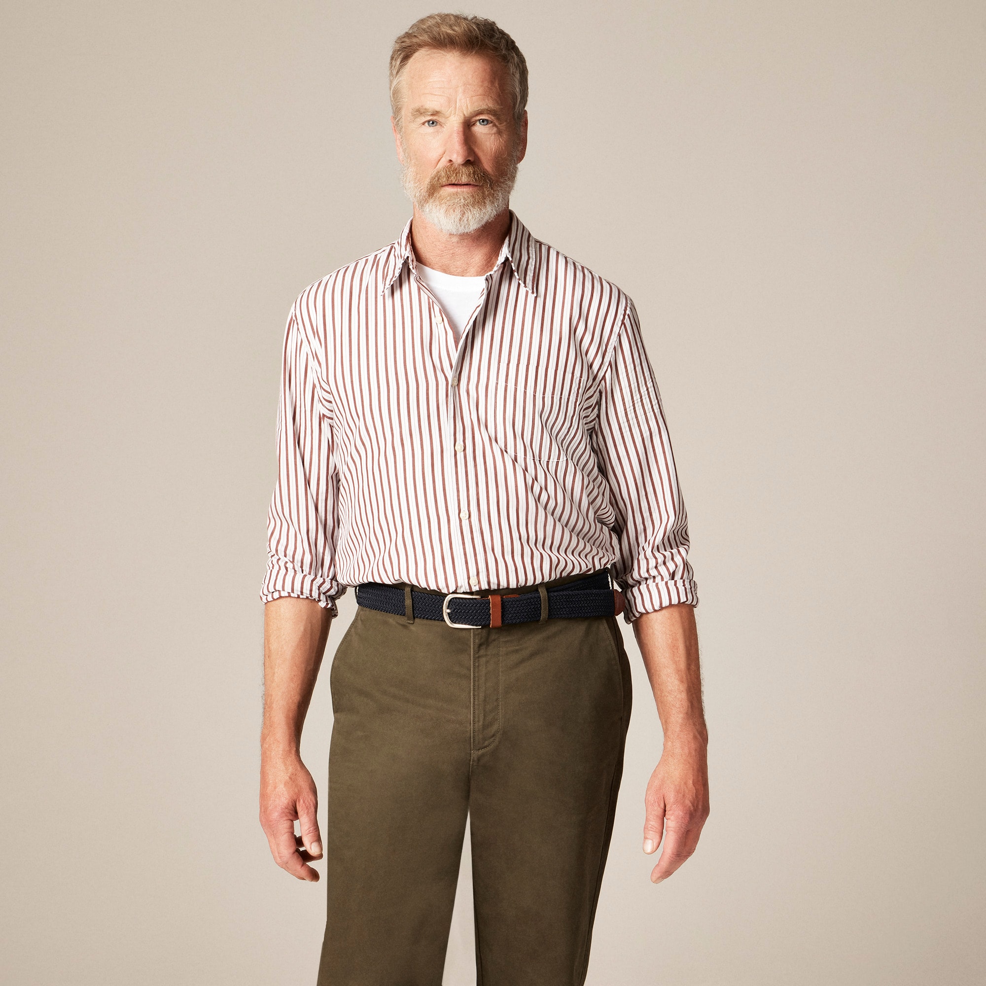 mens Secret Wash cotton poplin shirt with point collar