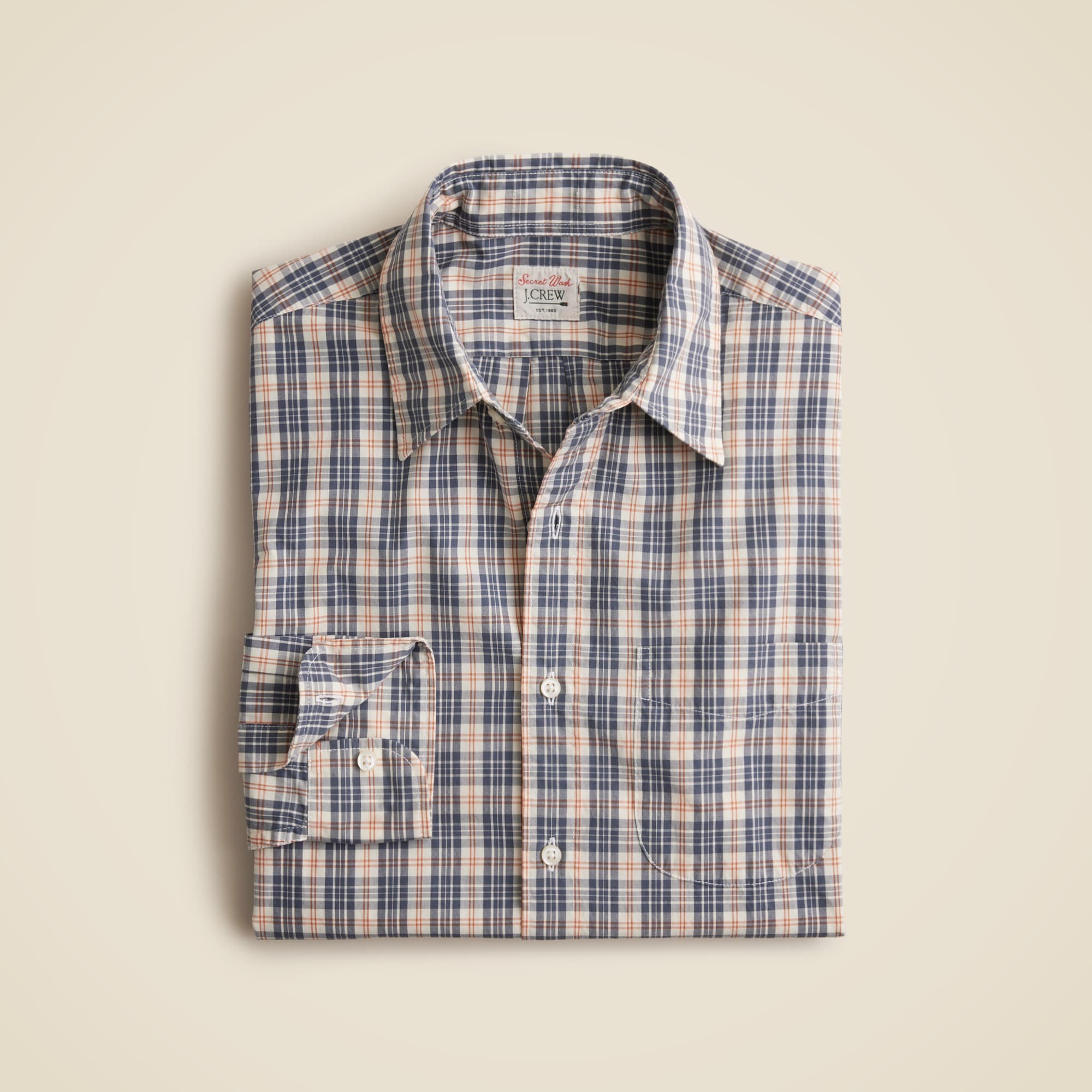 Secret Wash cotton poplin shirt with point collar