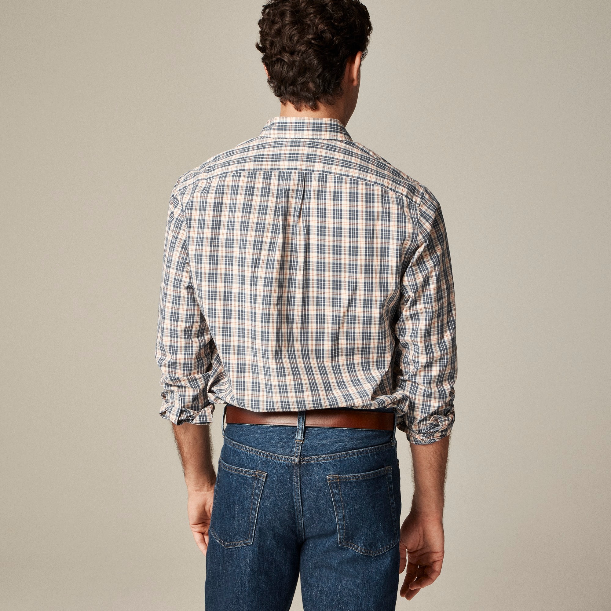 Secret Wash cotton poplin shirt with point collar