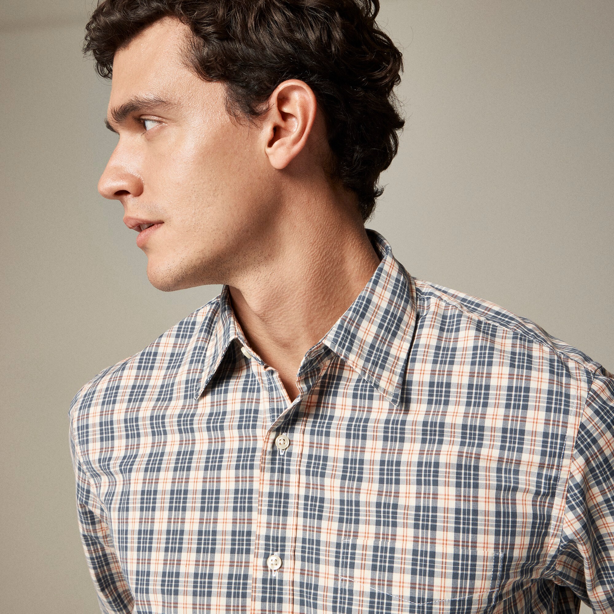 Secret Wash cotton poplin shirt with point collar