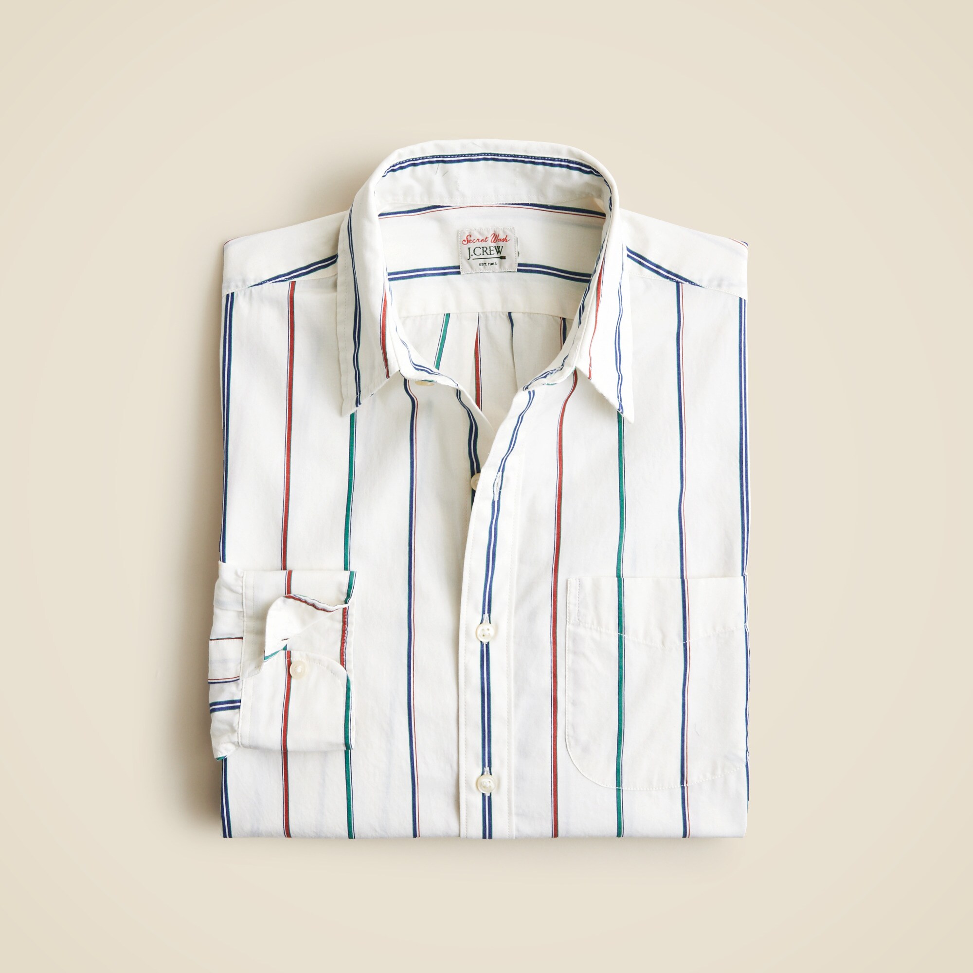 mens Slim Secret Wash cotton poplin shirt with point collar