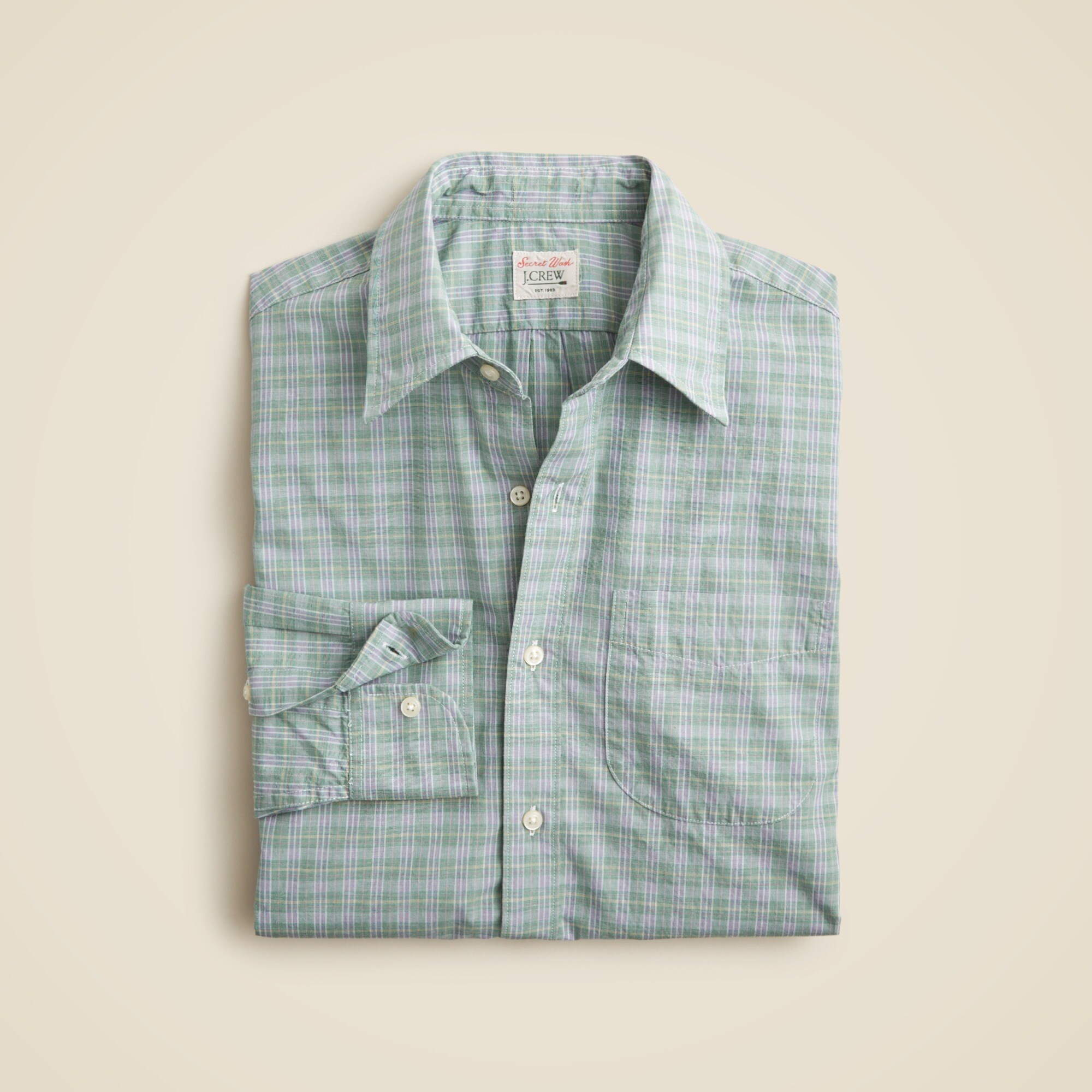 Secret Wash cotton poplin shirt with point collar
