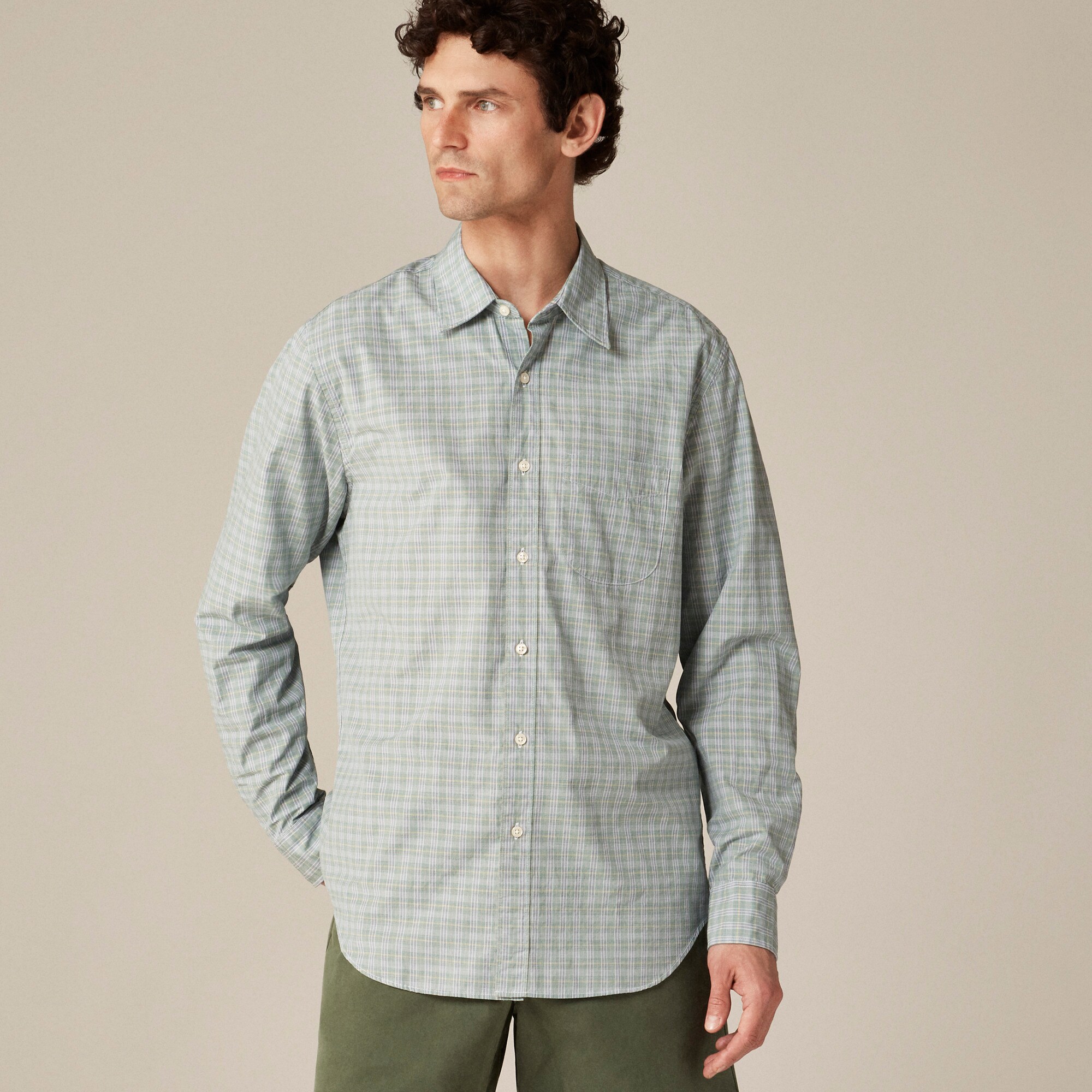 Secret Wash cotton poplin shirt with point collar