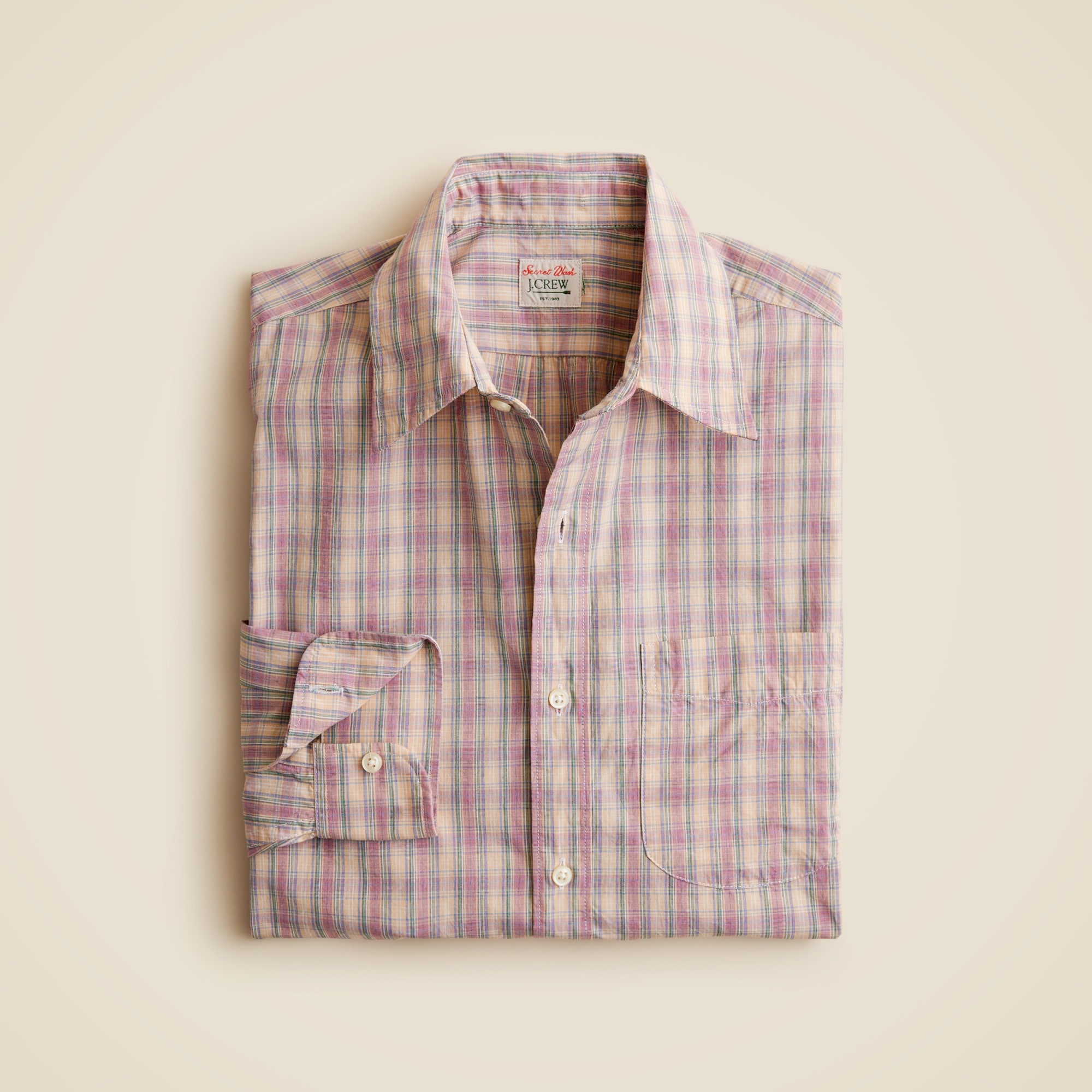 mens Secret Wash cotton poplin shirt with point collar