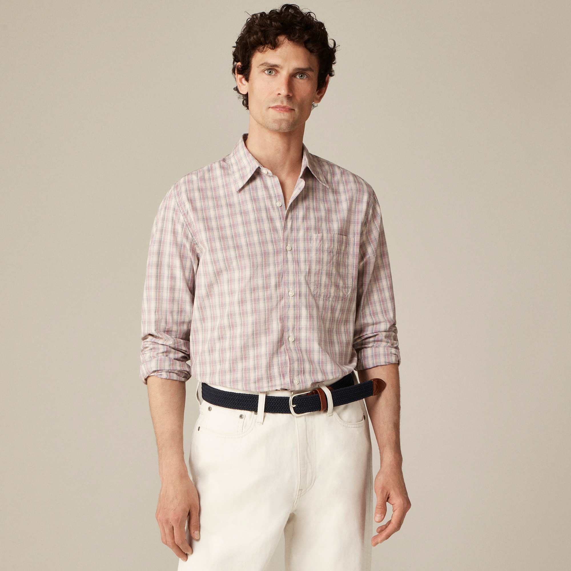 Secret Wash cotton poplin shirt with point collar