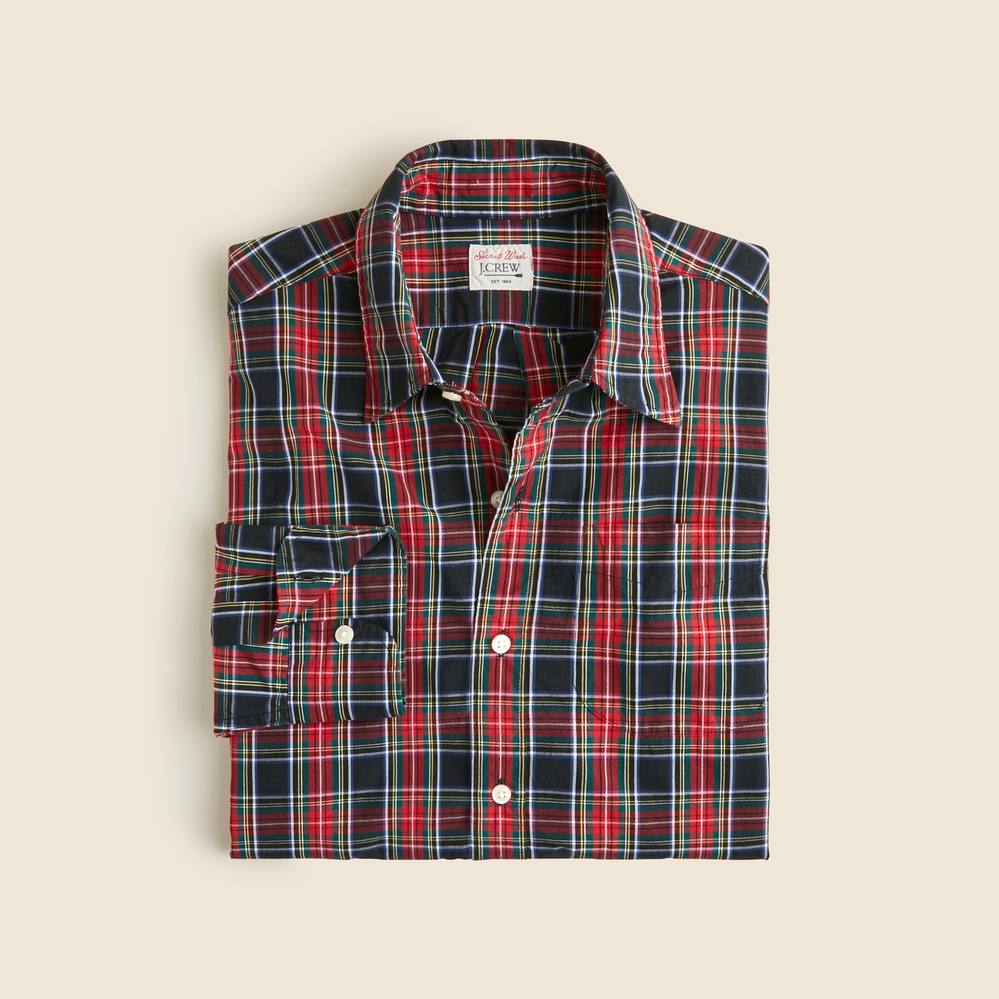 mens Secret Wash cotton poplin shirt with point collar