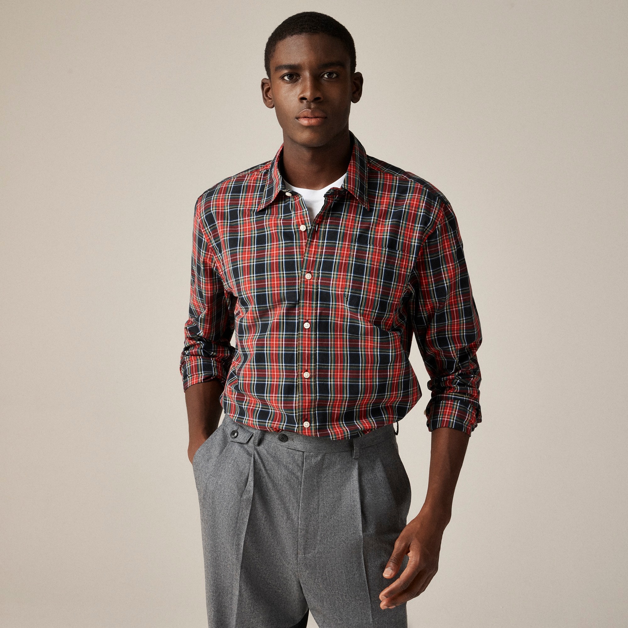  Secret Wash cotton poplin shirt with point collar