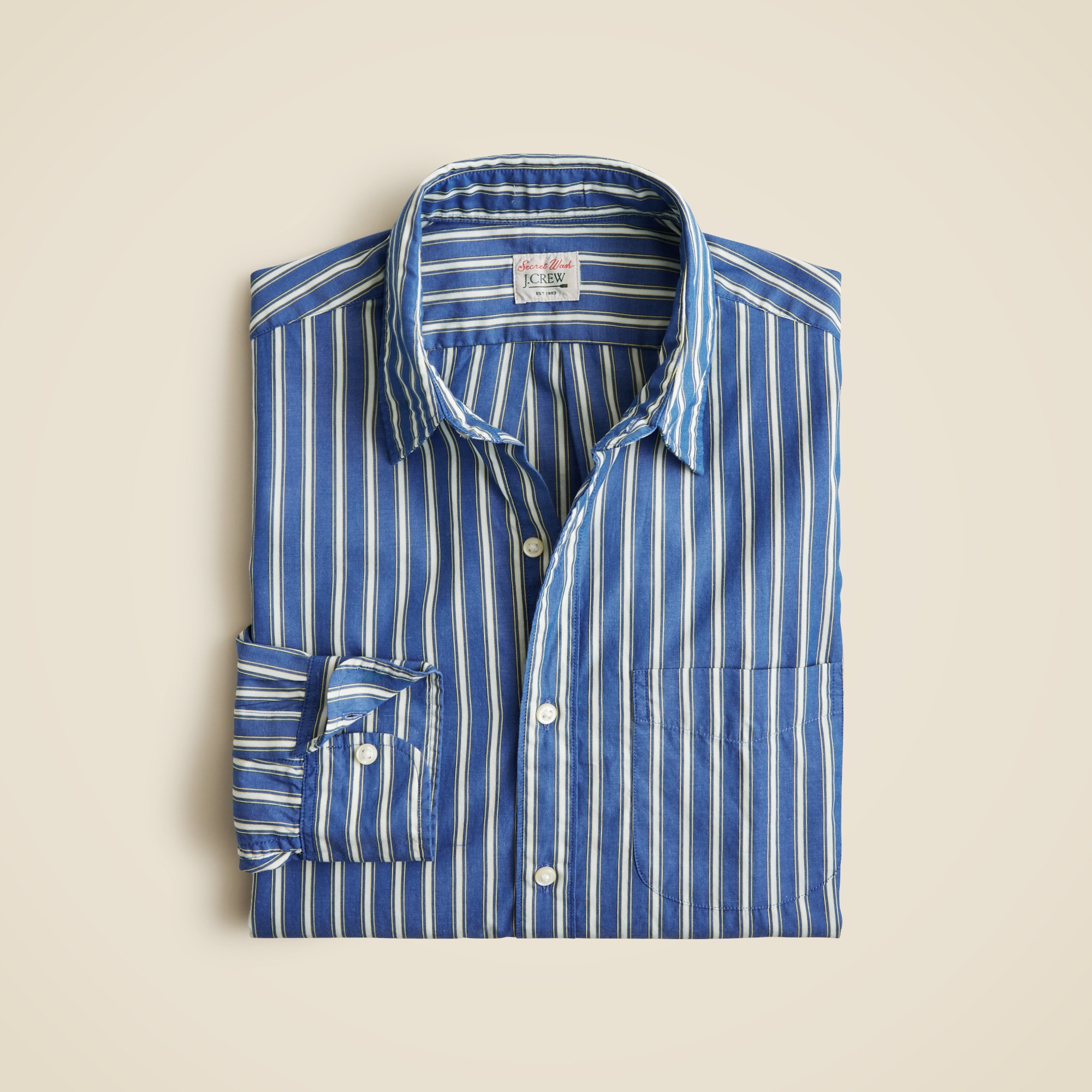 Secret Wash cotton poplin shirt with point collar