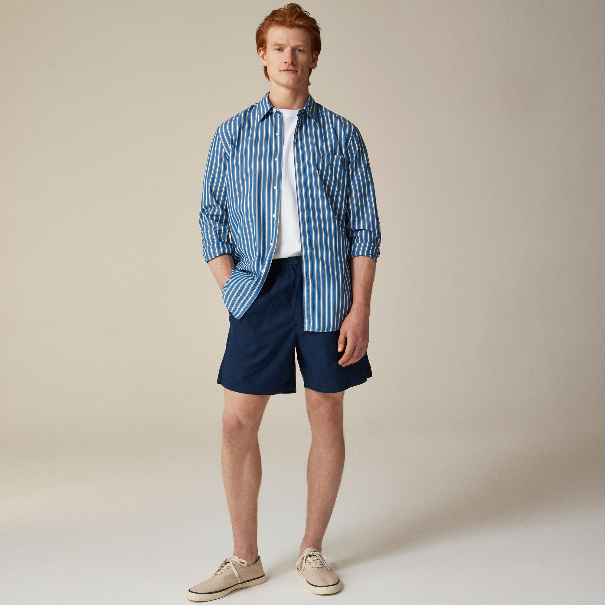 Secret Wash cotton poplin shirt with point collar