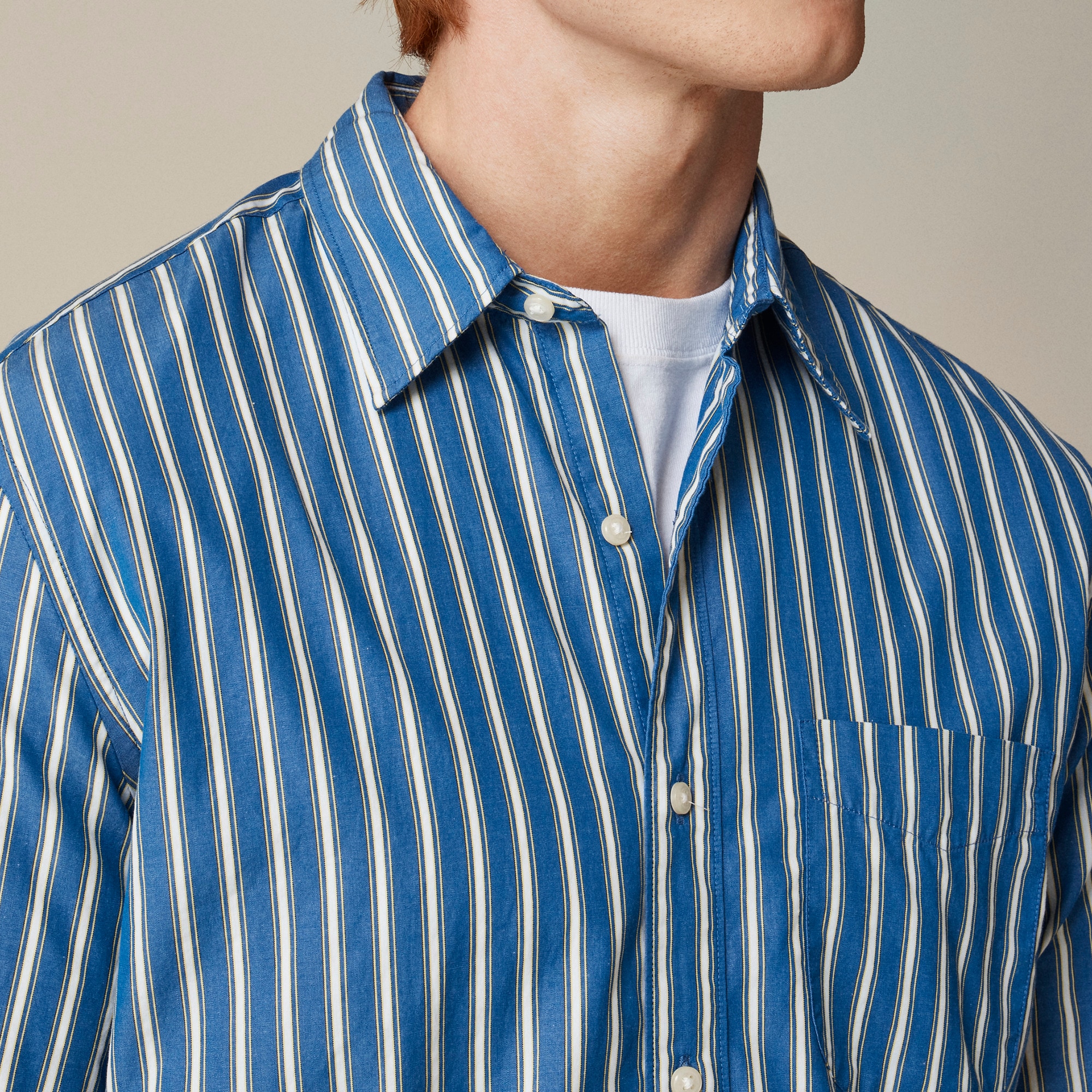 Secret Wash cotton poplin shirt with point collar