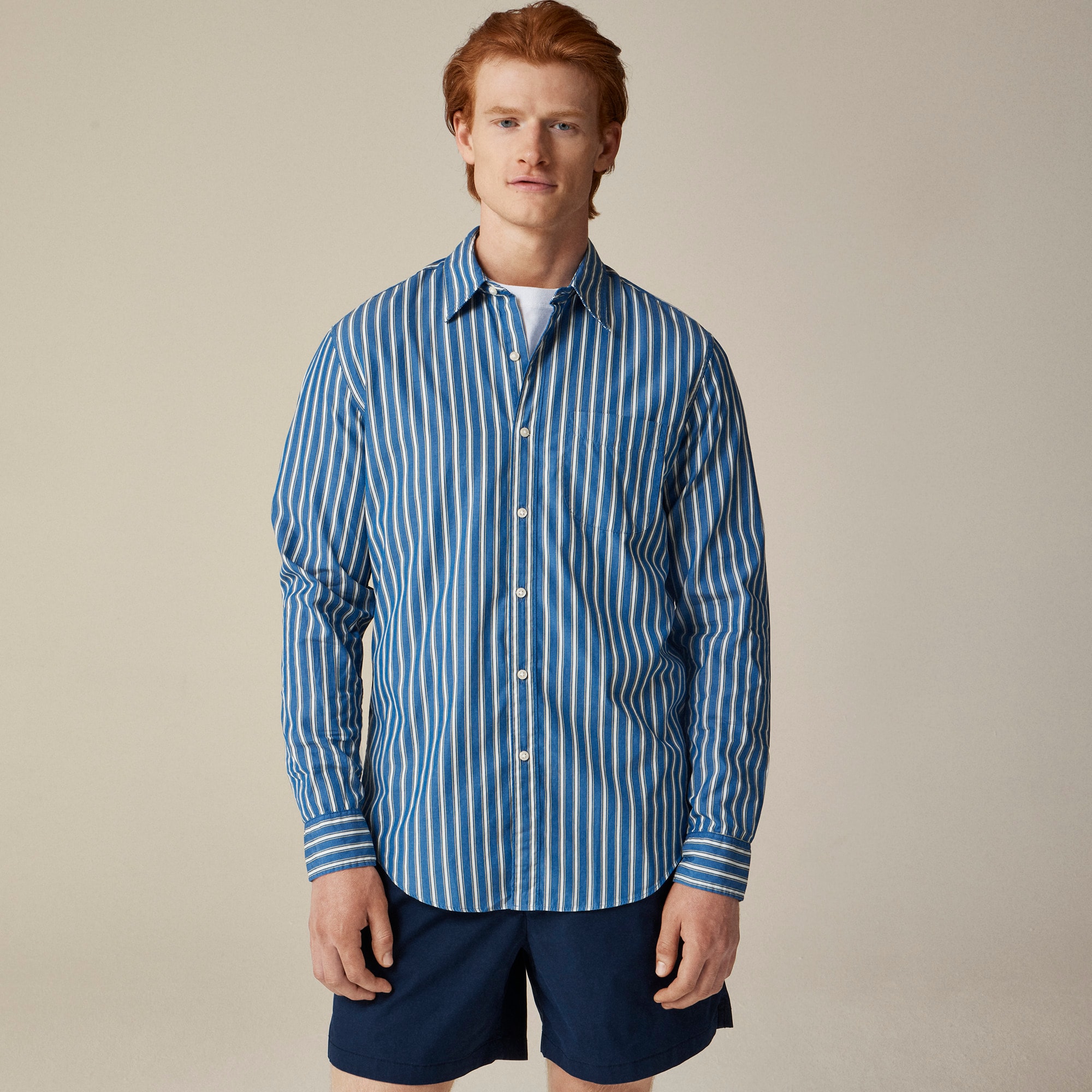 Secret Wash cotton poplin shirt with point collar