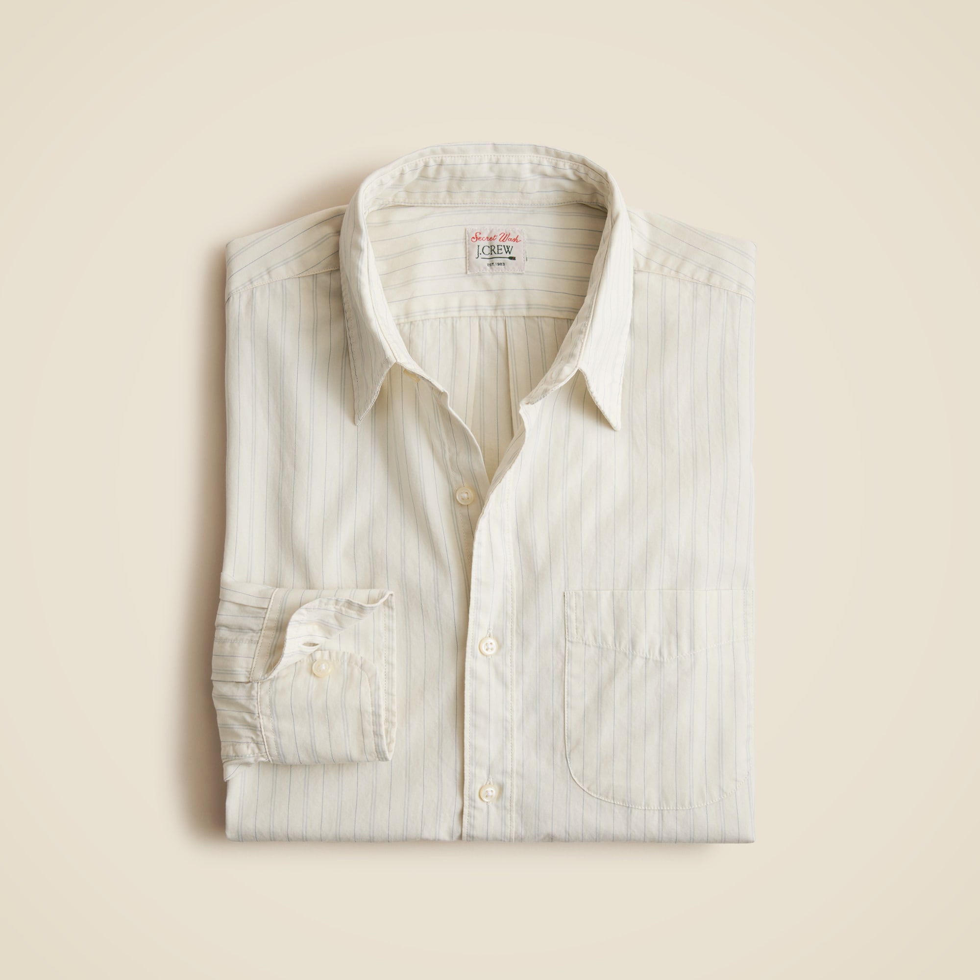 mens Secret Wash cotton poplin shirt with point collar