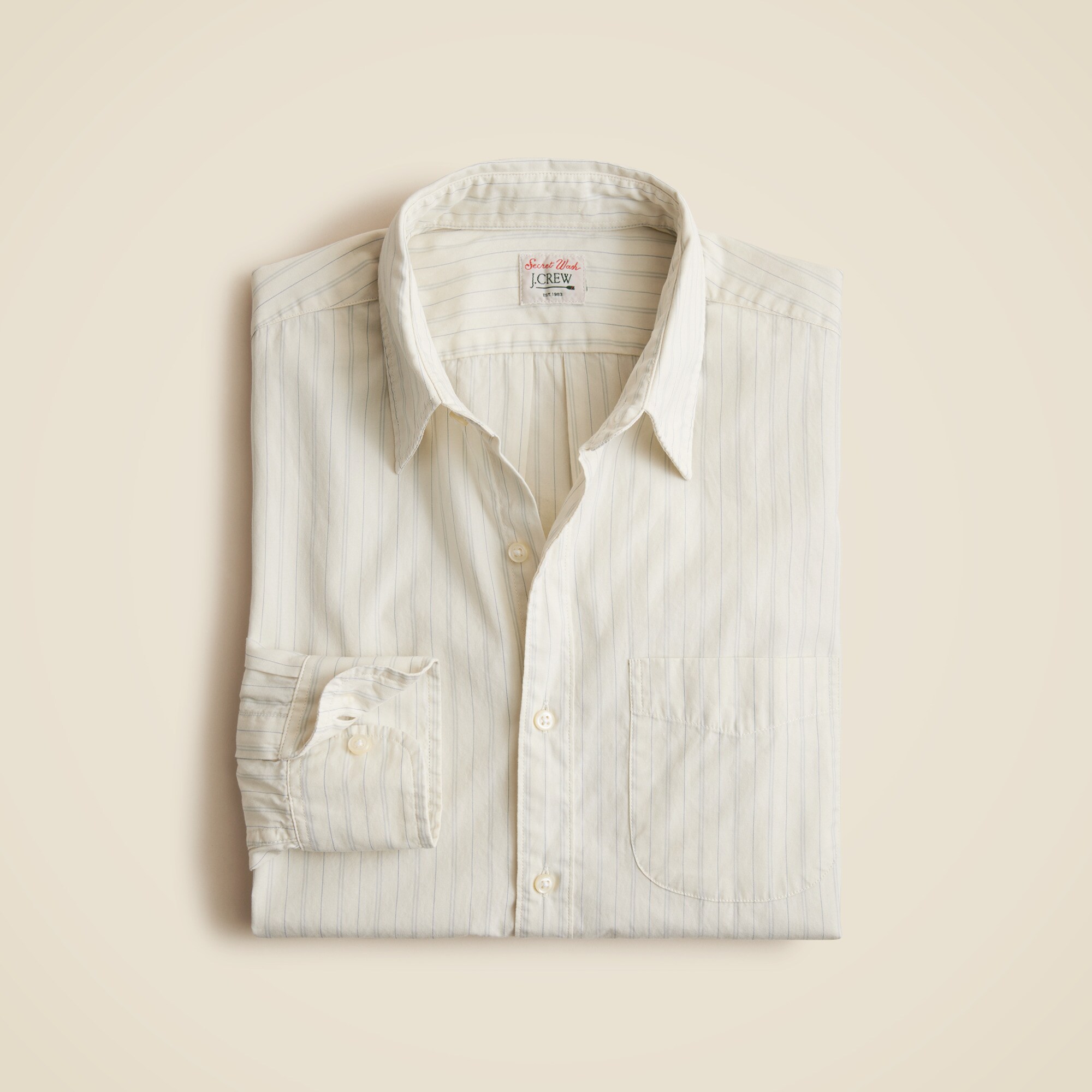Secret Wash cotton poplin shirt with point collar