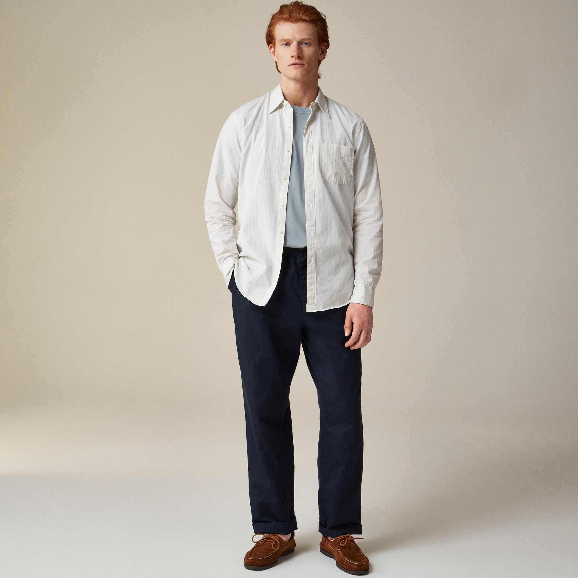 Secret Wash cotton poplin shirt with point collar