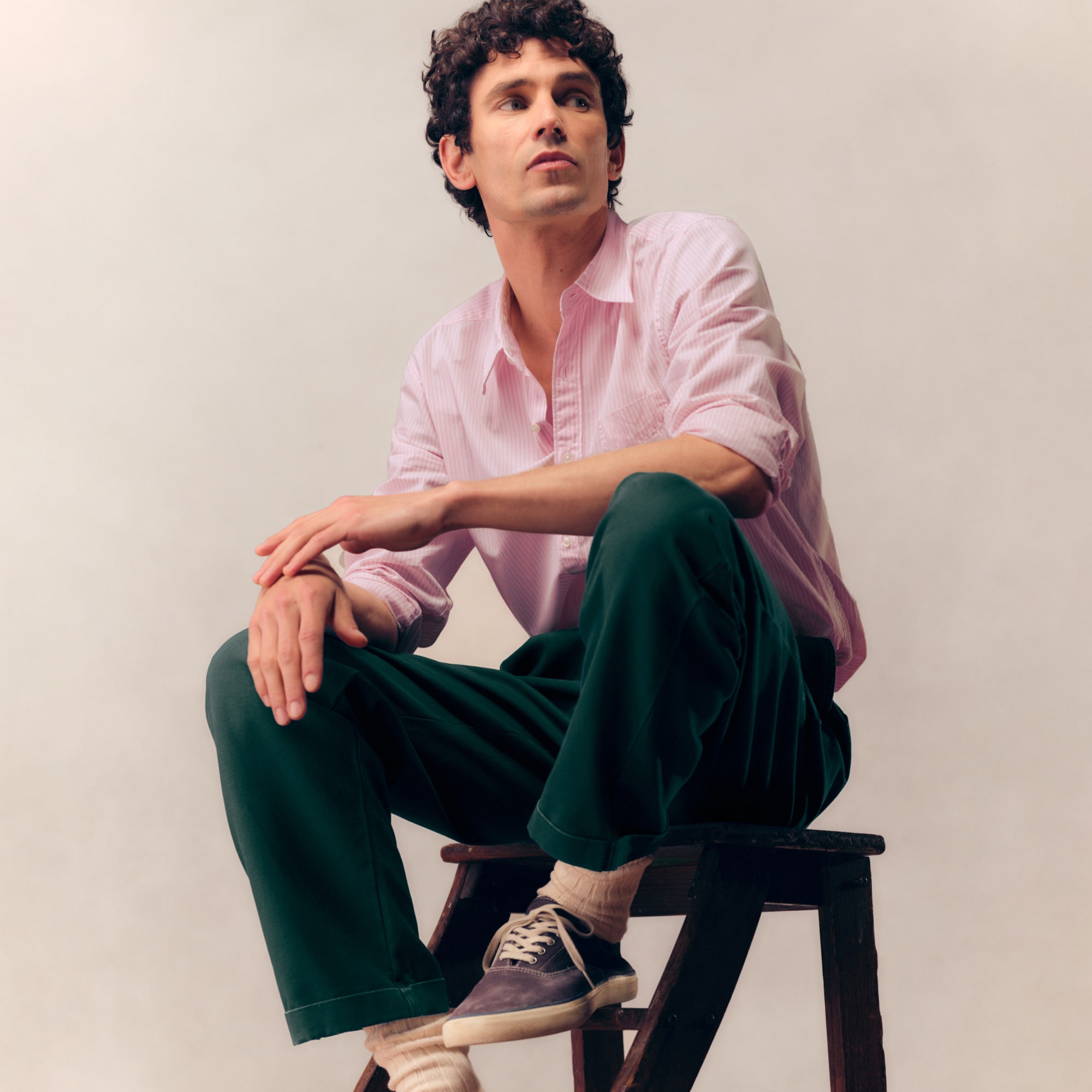 Tall Secret Wash cotton poplin shirt with point collar