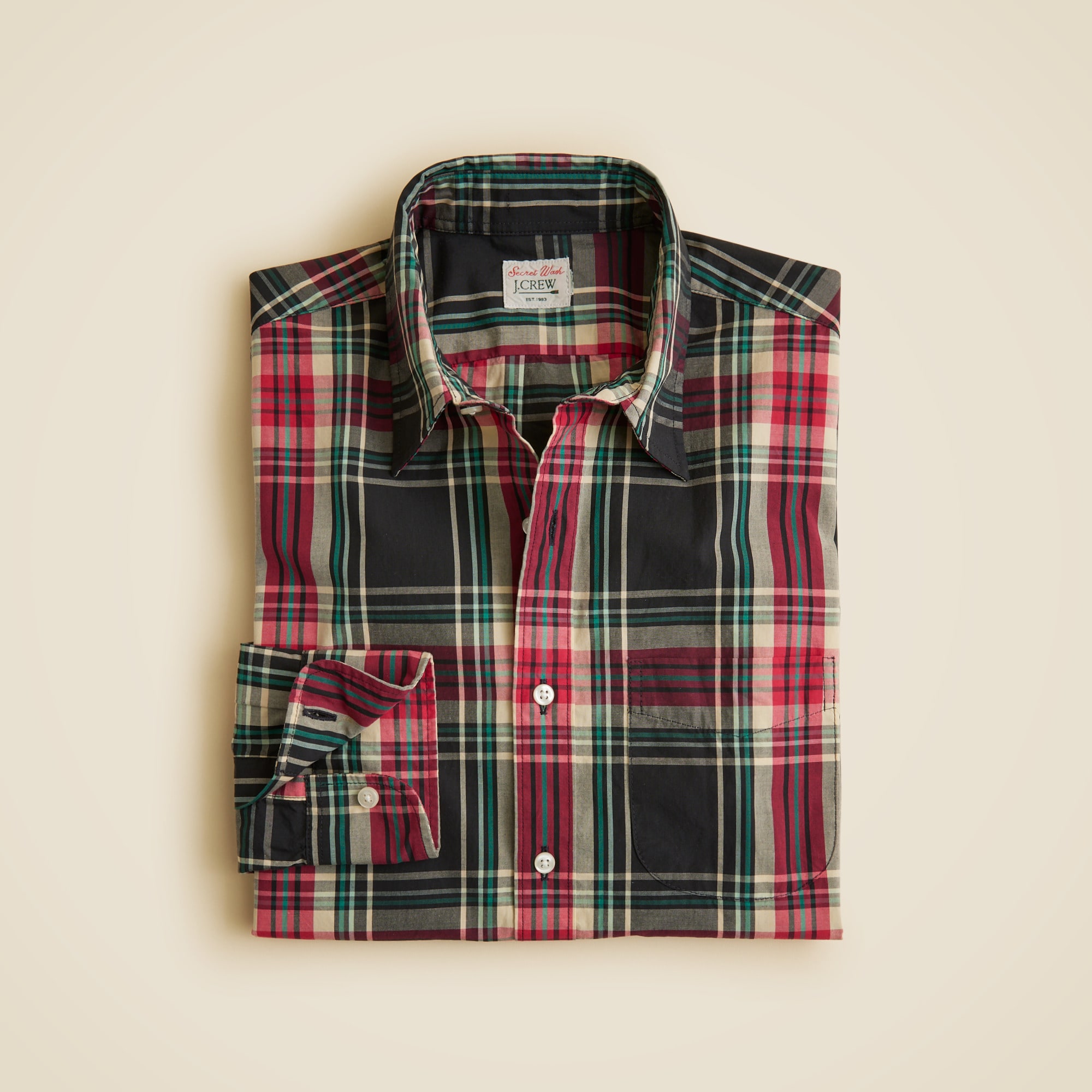 Secret Wash cotton poplin shirt with point collar