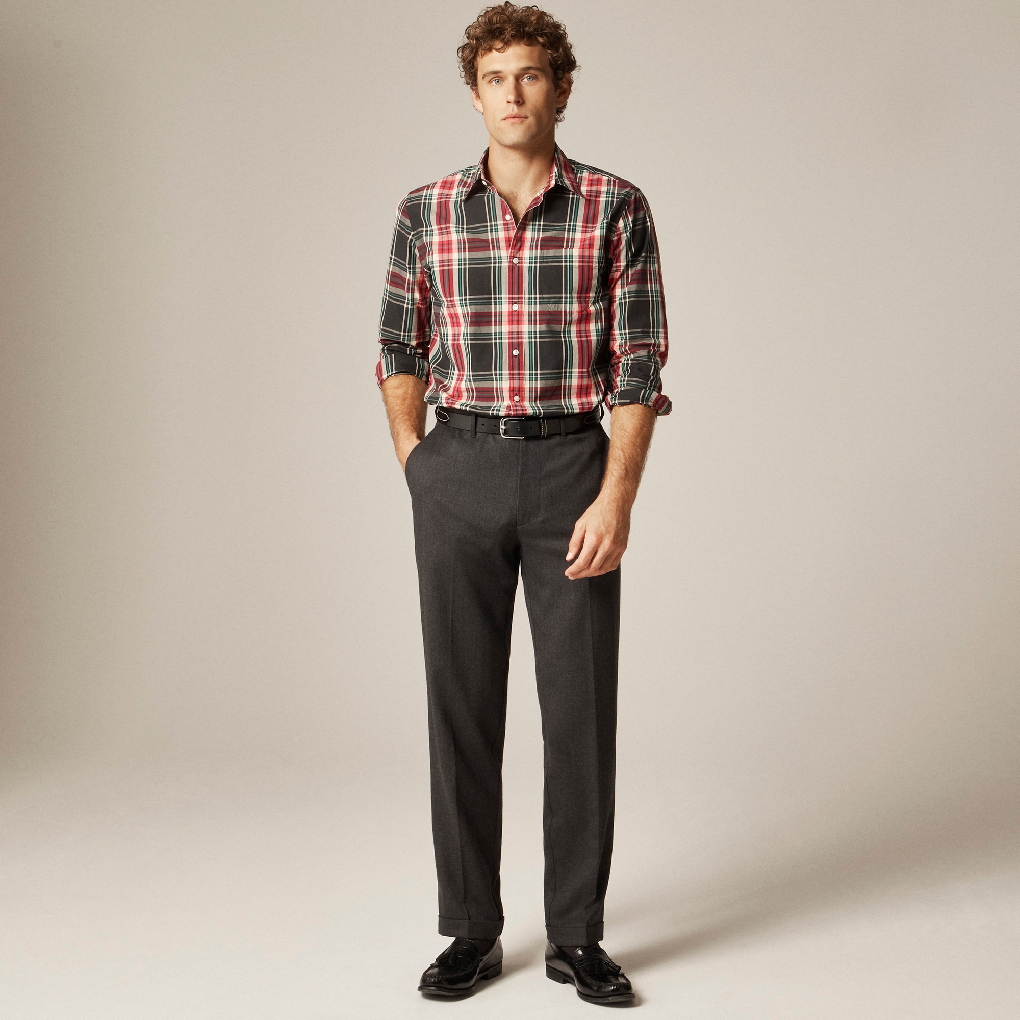 Secret Wash cotton poplin shirt with point collar
