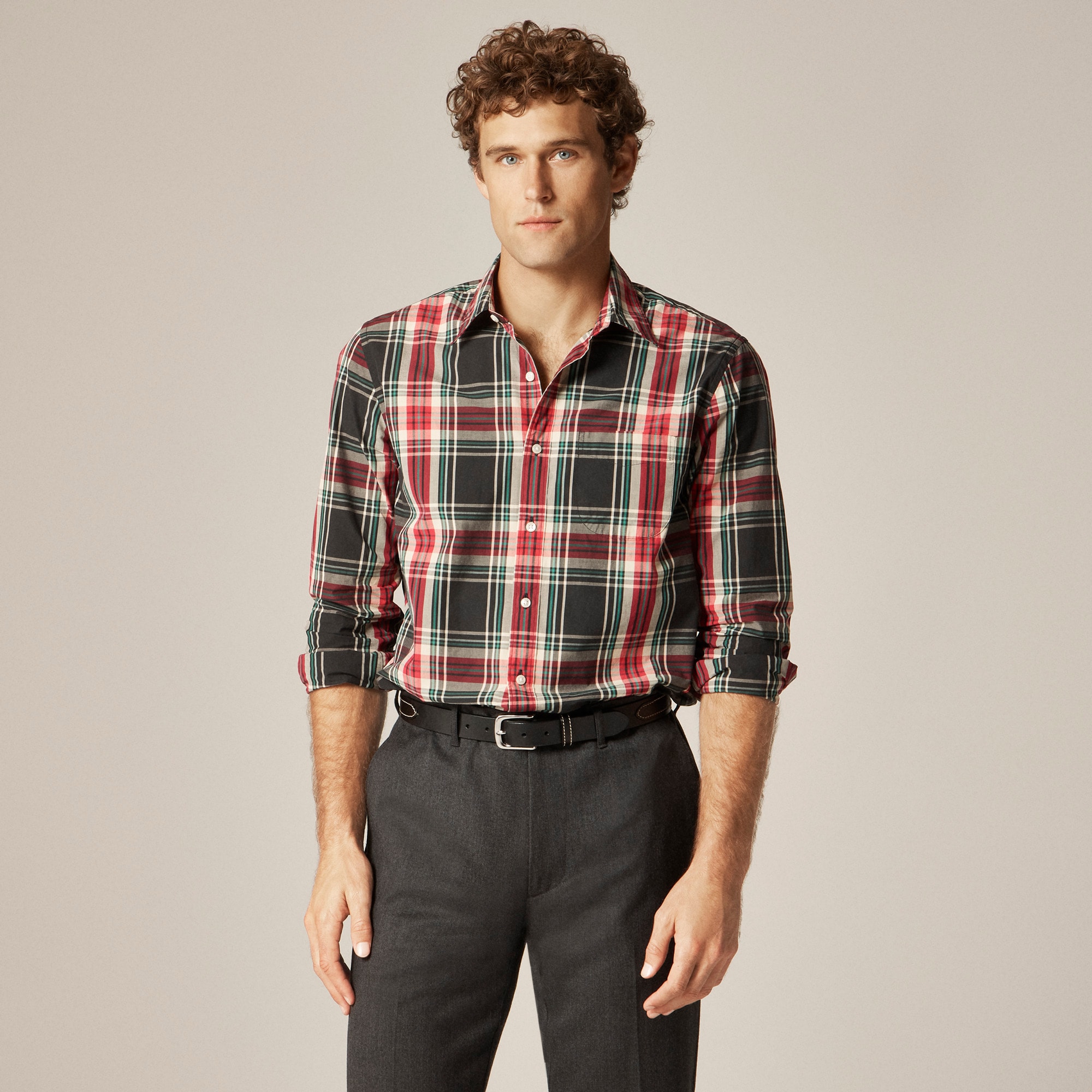  Secret Wash cotton poplin shirt with point collar