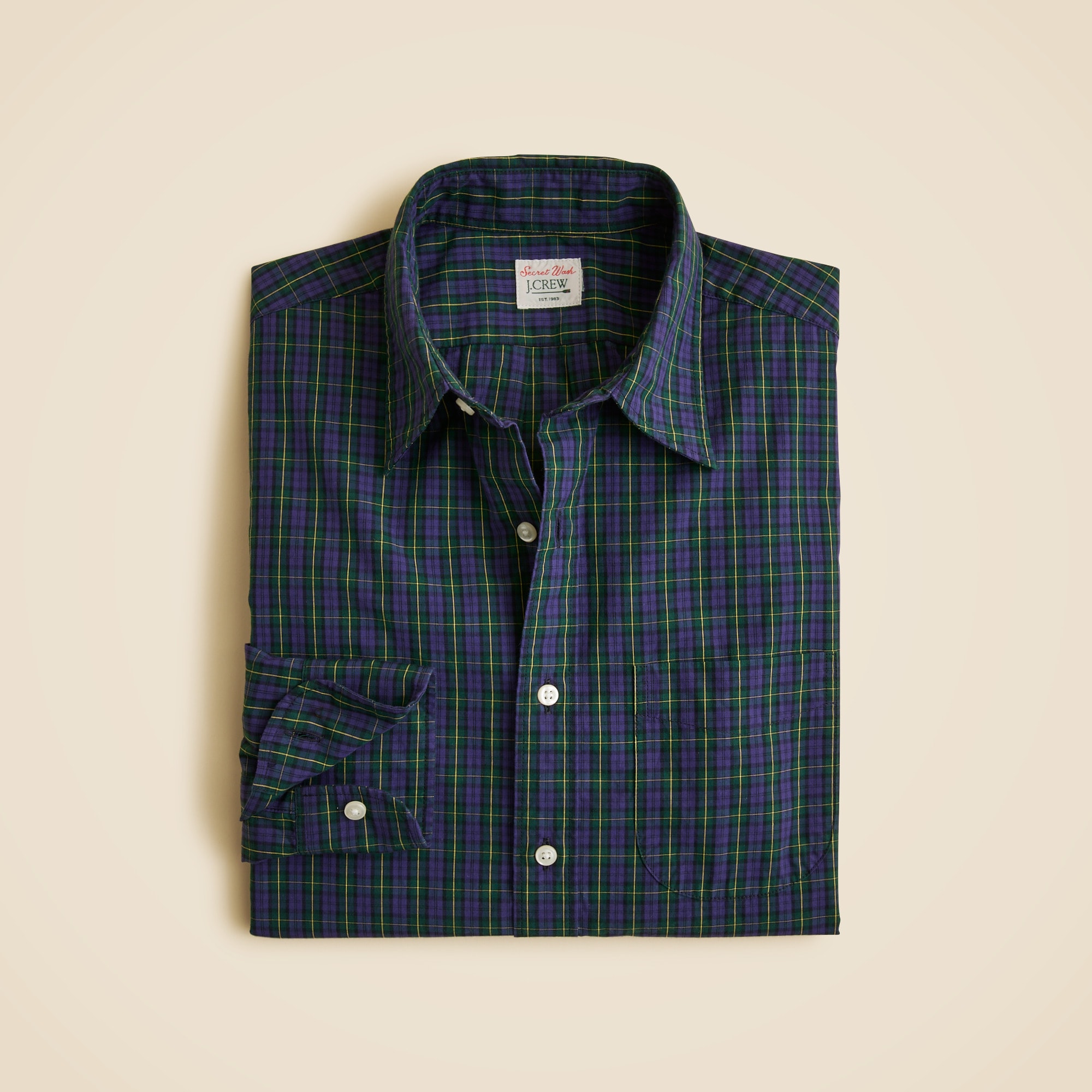Secret Wash cotton poplin shirt with point collar