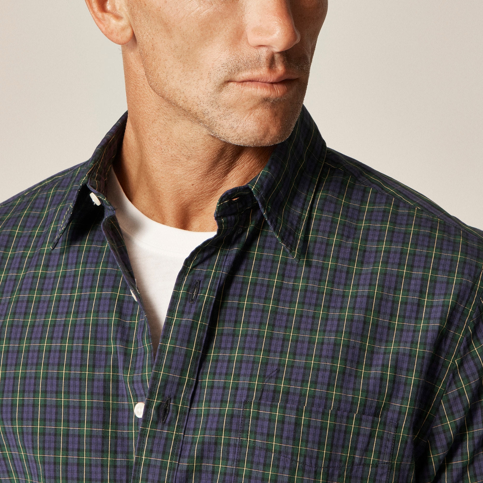 Secret Wash cotton poplin shirt with point collar