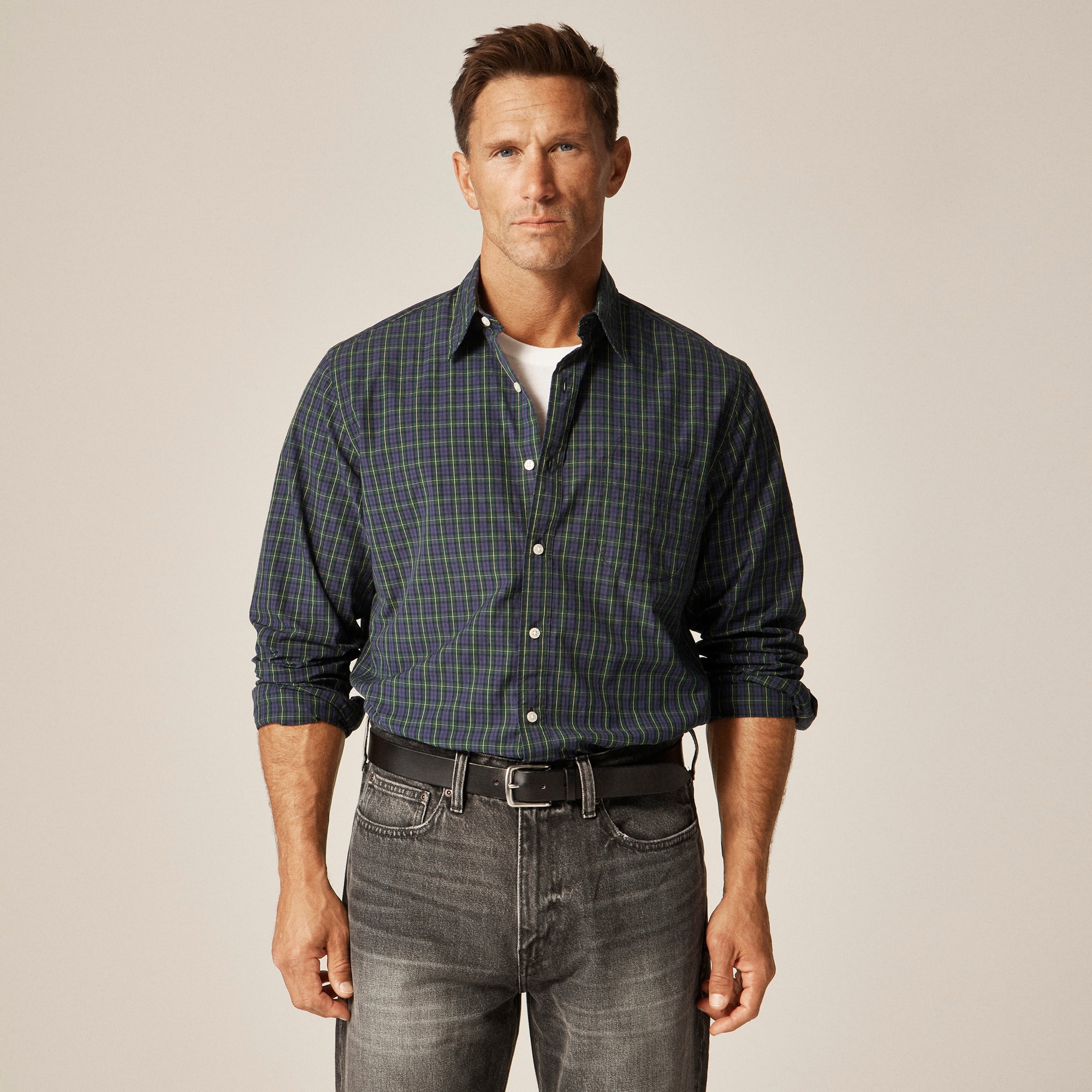  Secret Wash cotton poplin shirt with point collar