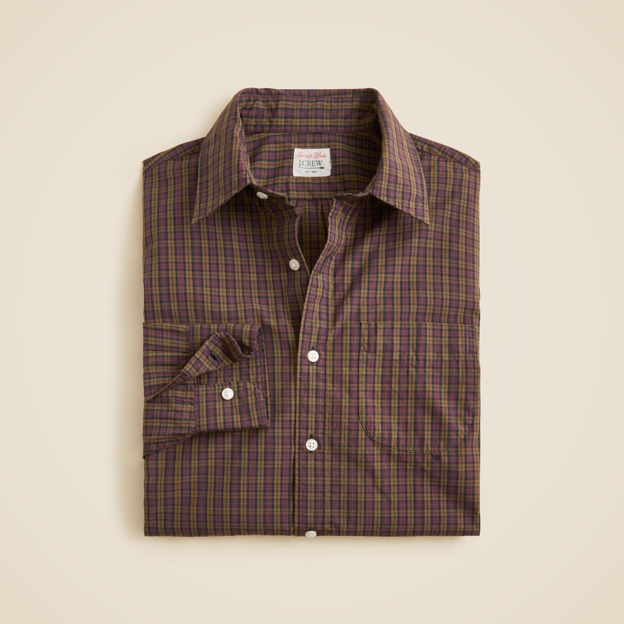 Secret Wash cotton poplin shirt with point collar