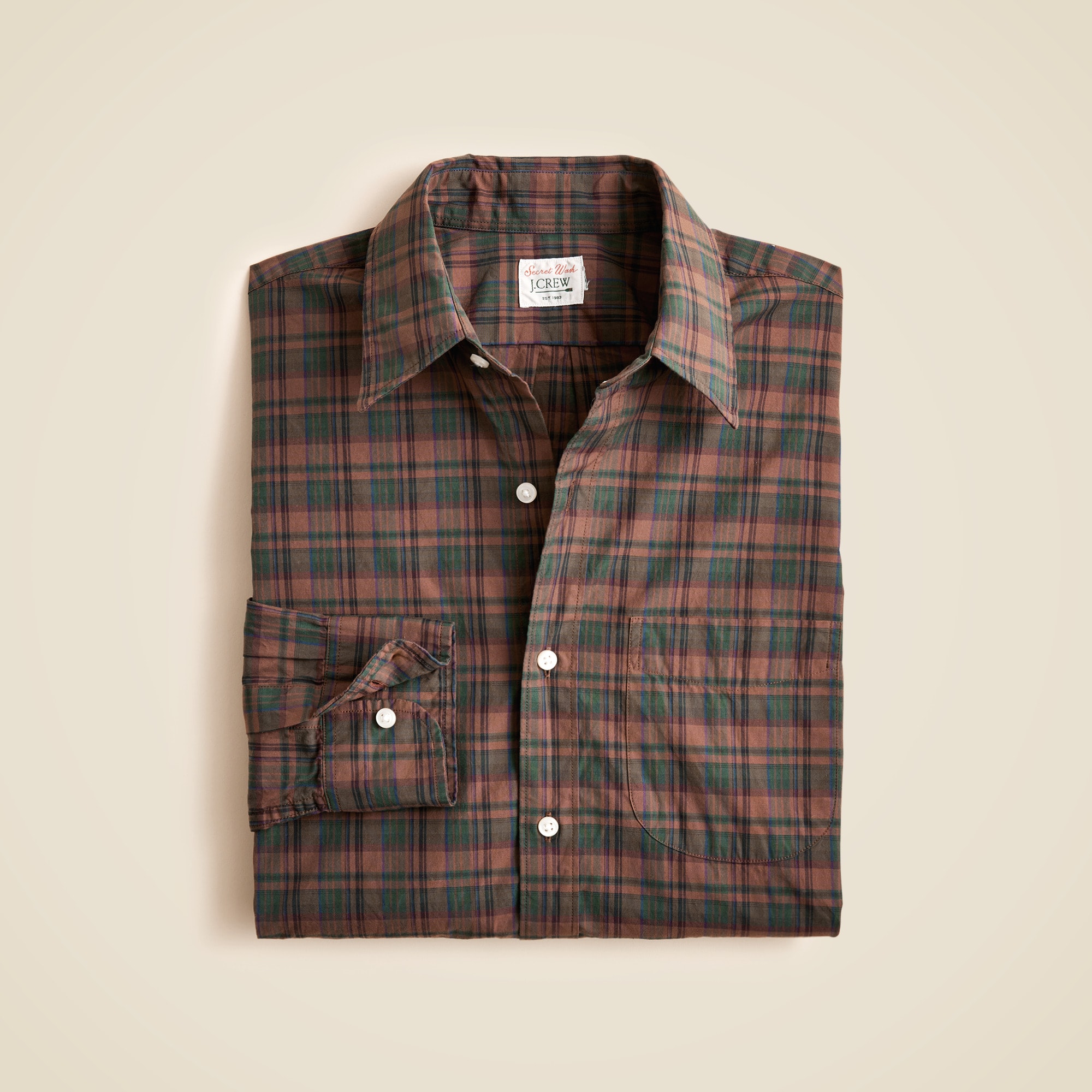 Secret Wash cotton poplin shirt with point collar
