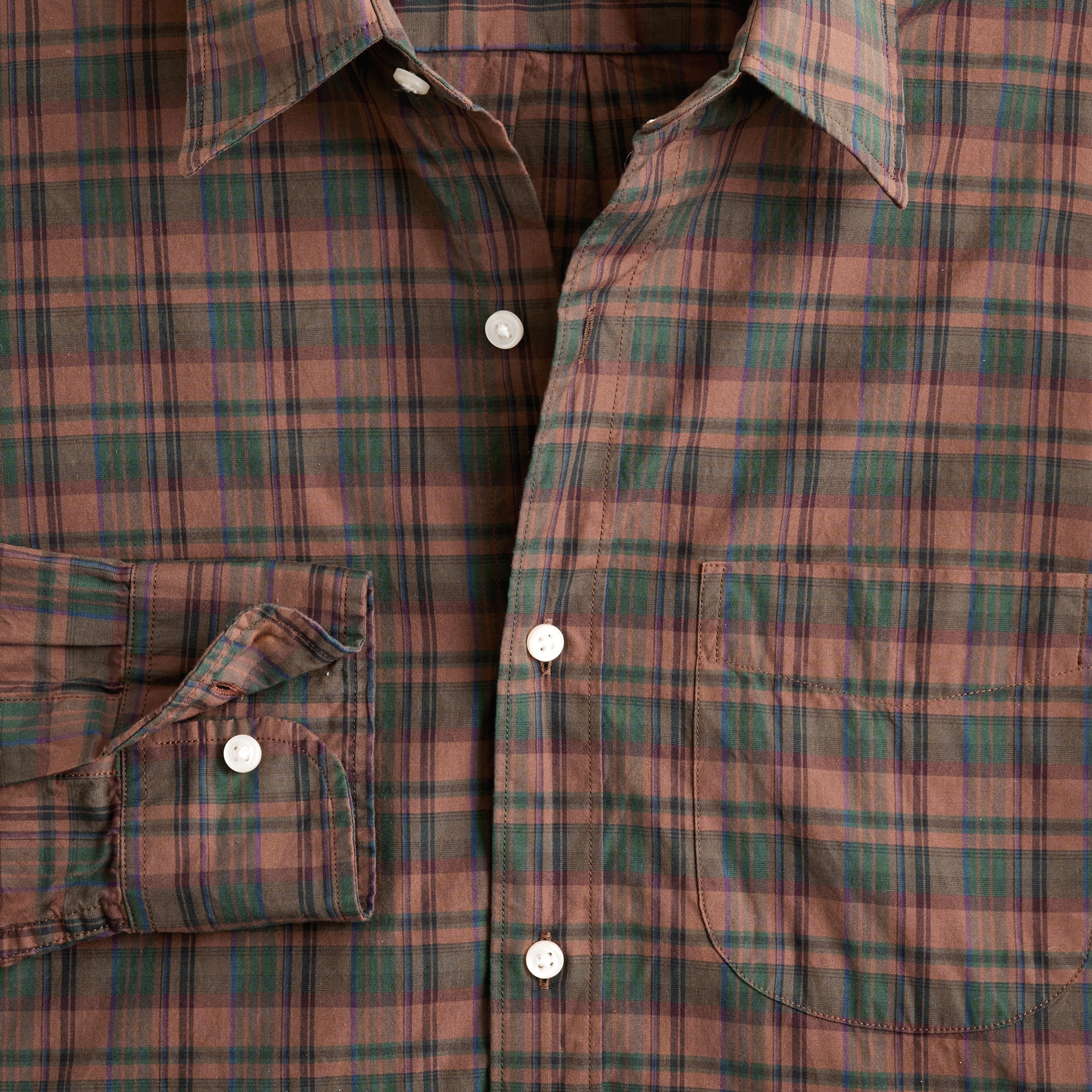 Secret Wash cotton poplin shirt with point collar