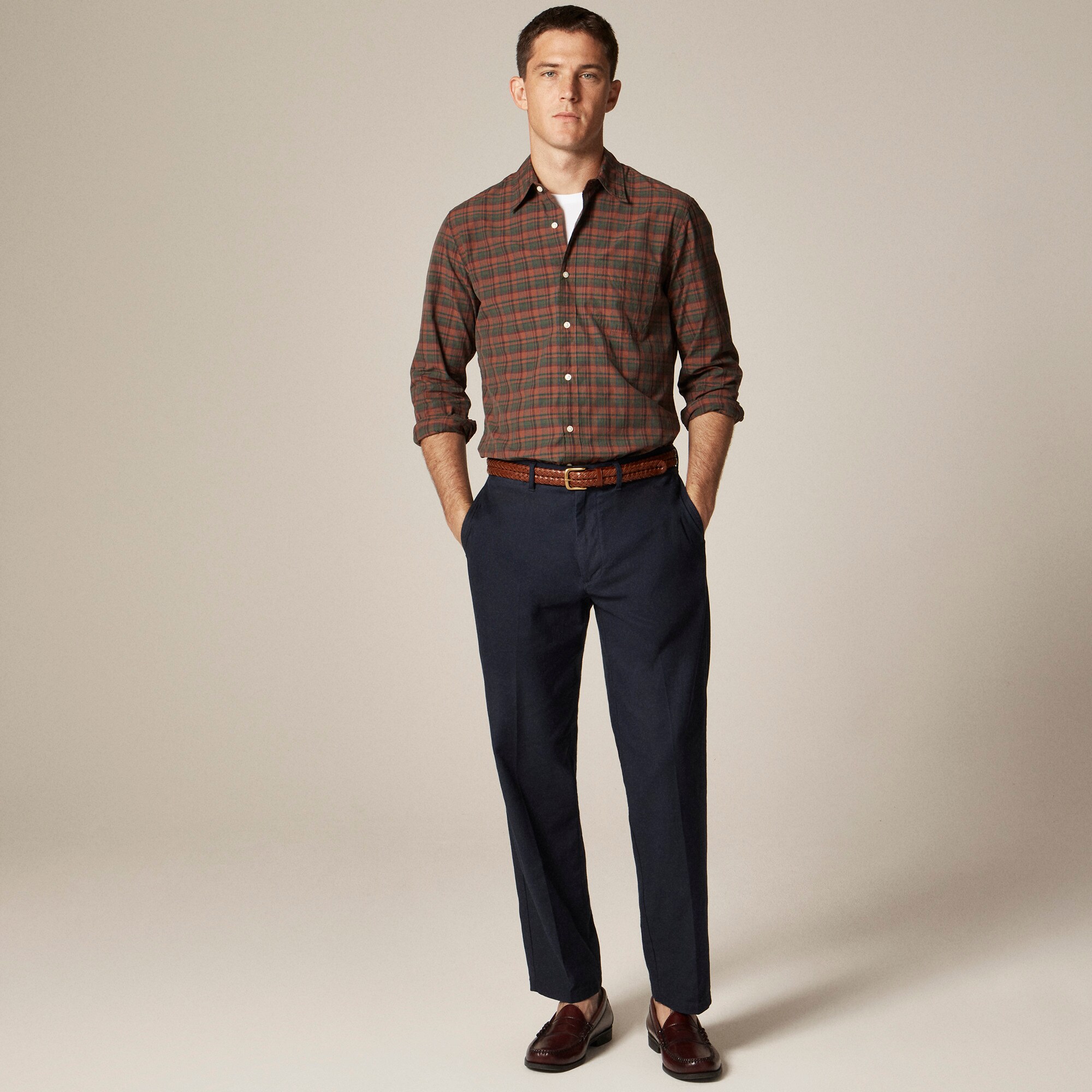 Secret Wash cotton poplin shirt with point collar
