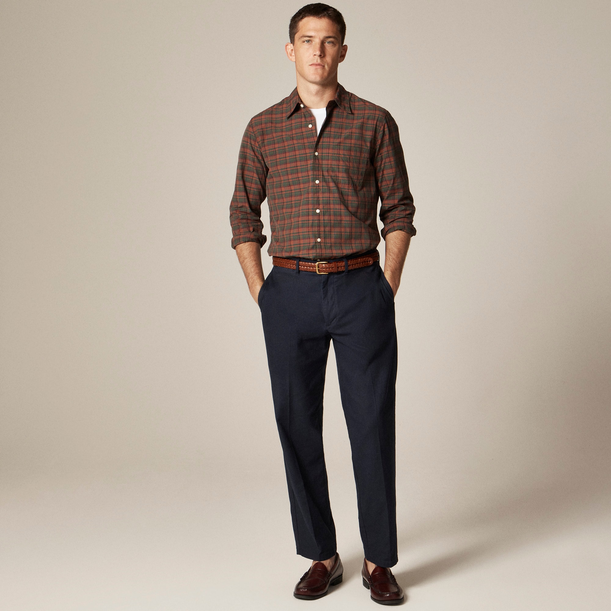 Secret Wash cotton poplin shirt with point collar