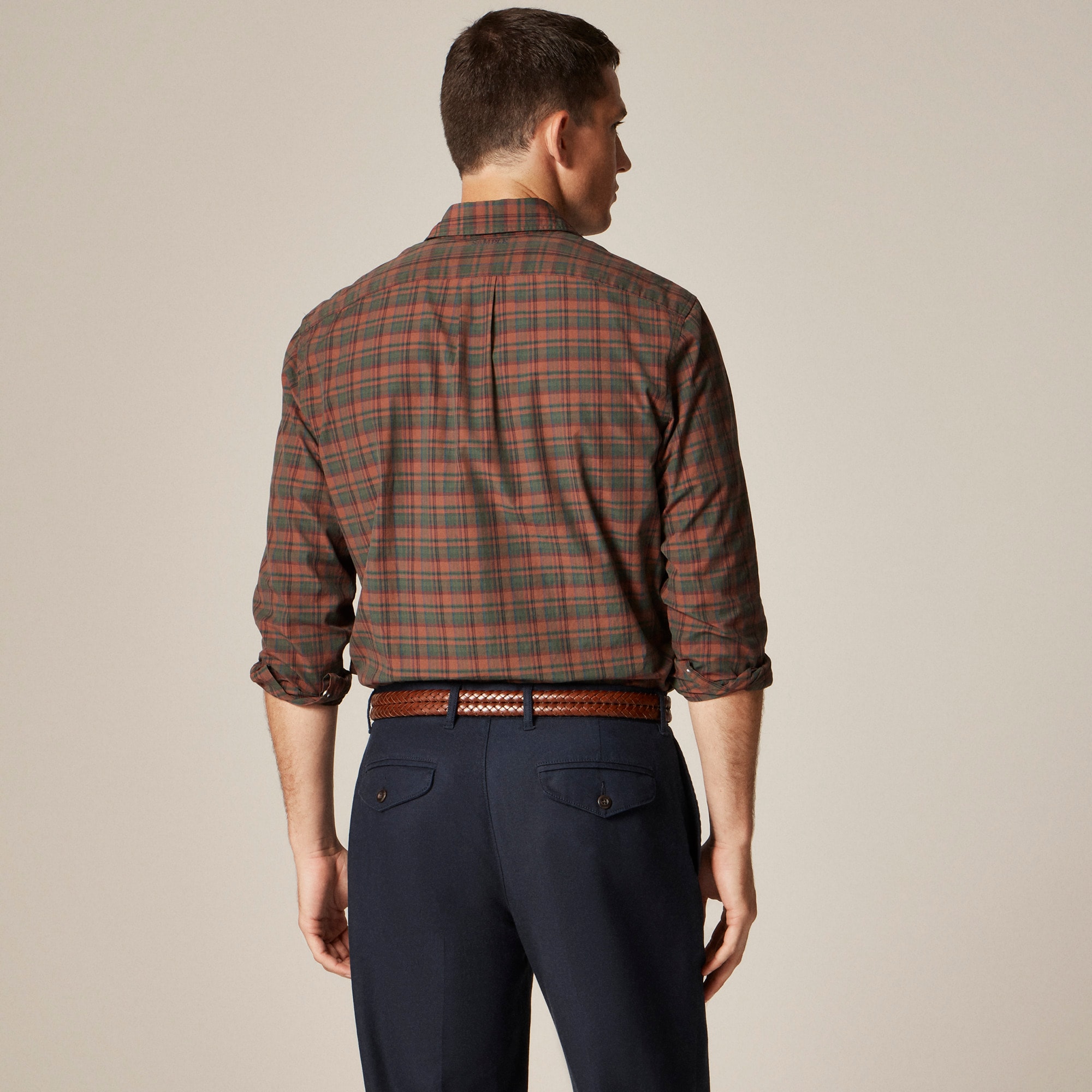 Secret Wash cotton poplin shirt with point collar