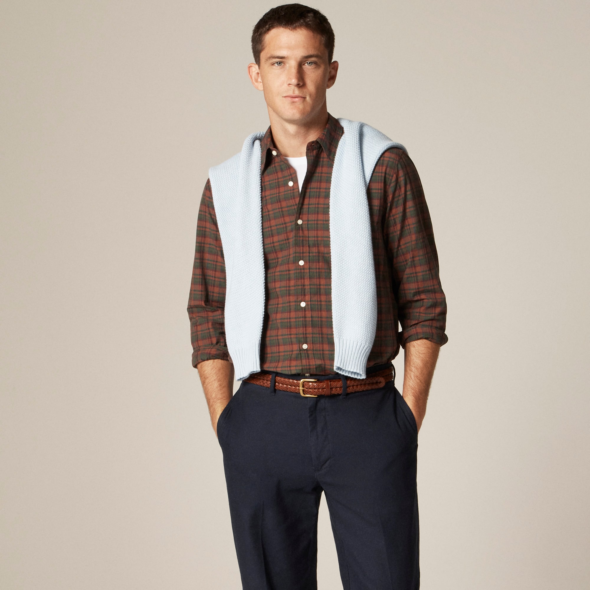 Secret Wash cotton poplin shirt with point collar