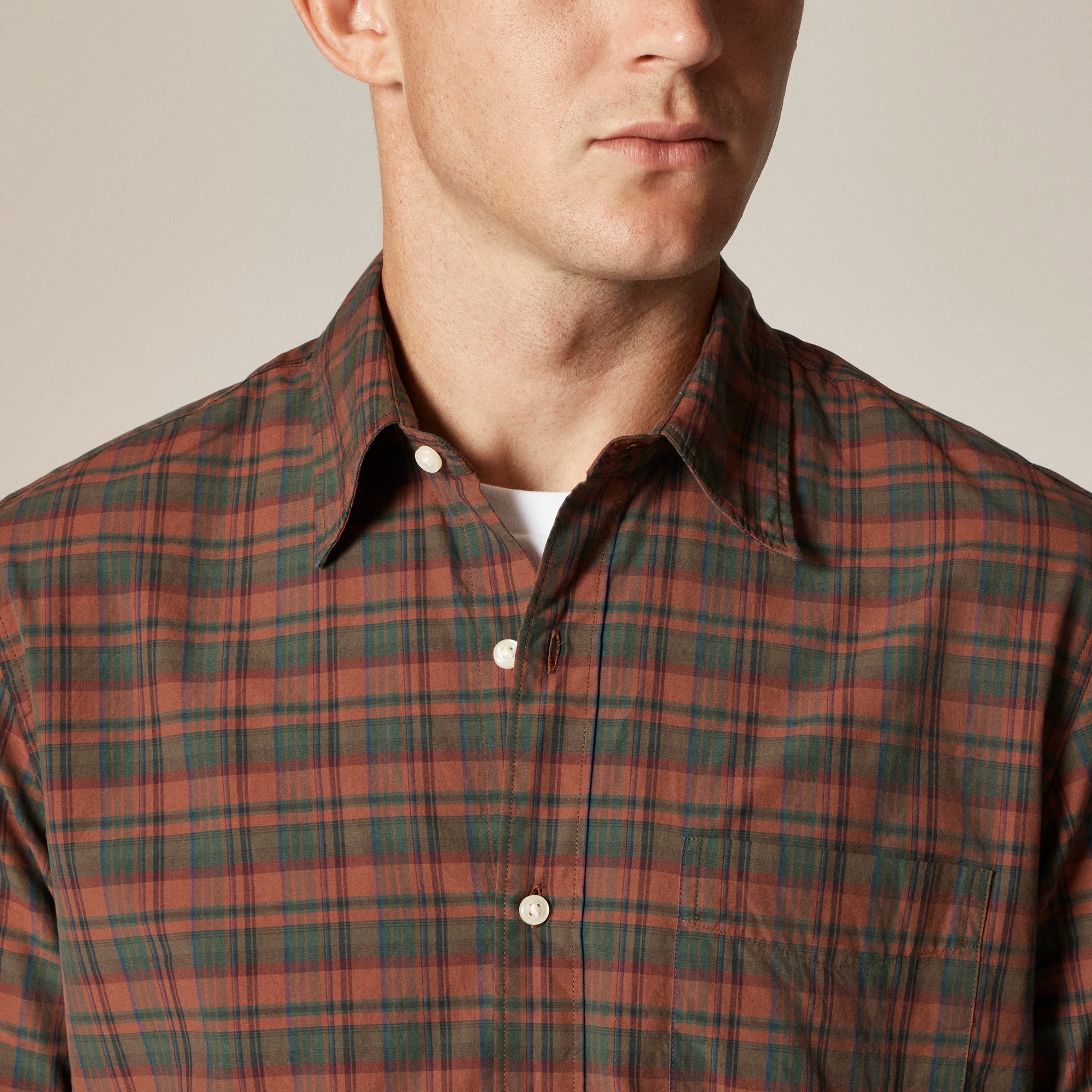 Secret Wash cotton poplin shirt with point collar