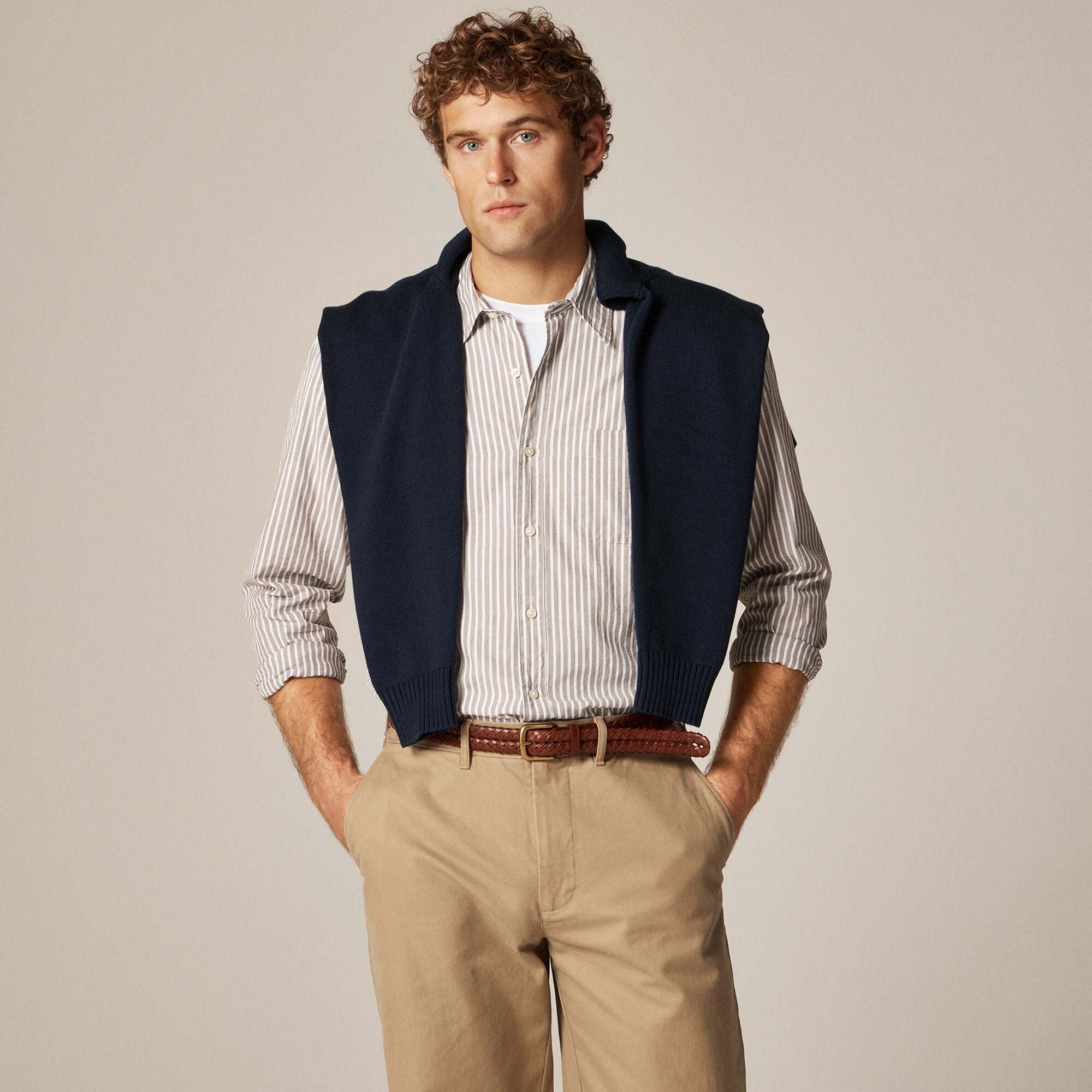 Secret Wash cotton poplin shirt with point collar