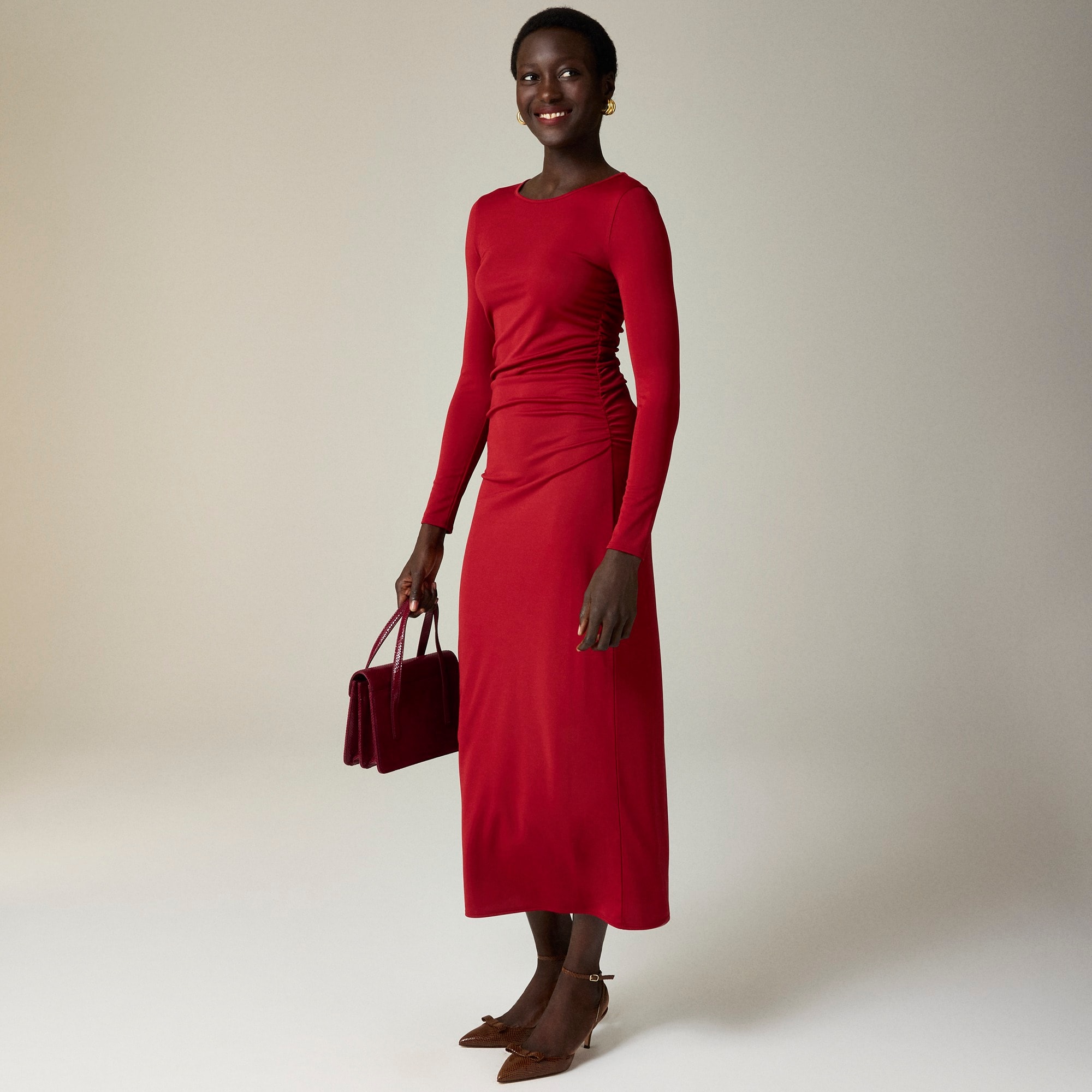 Long-sleeve dress in jersey crepe