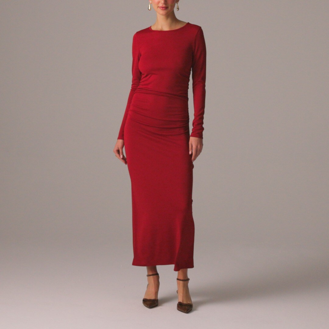 Long-sleeve dress in jersey crepe