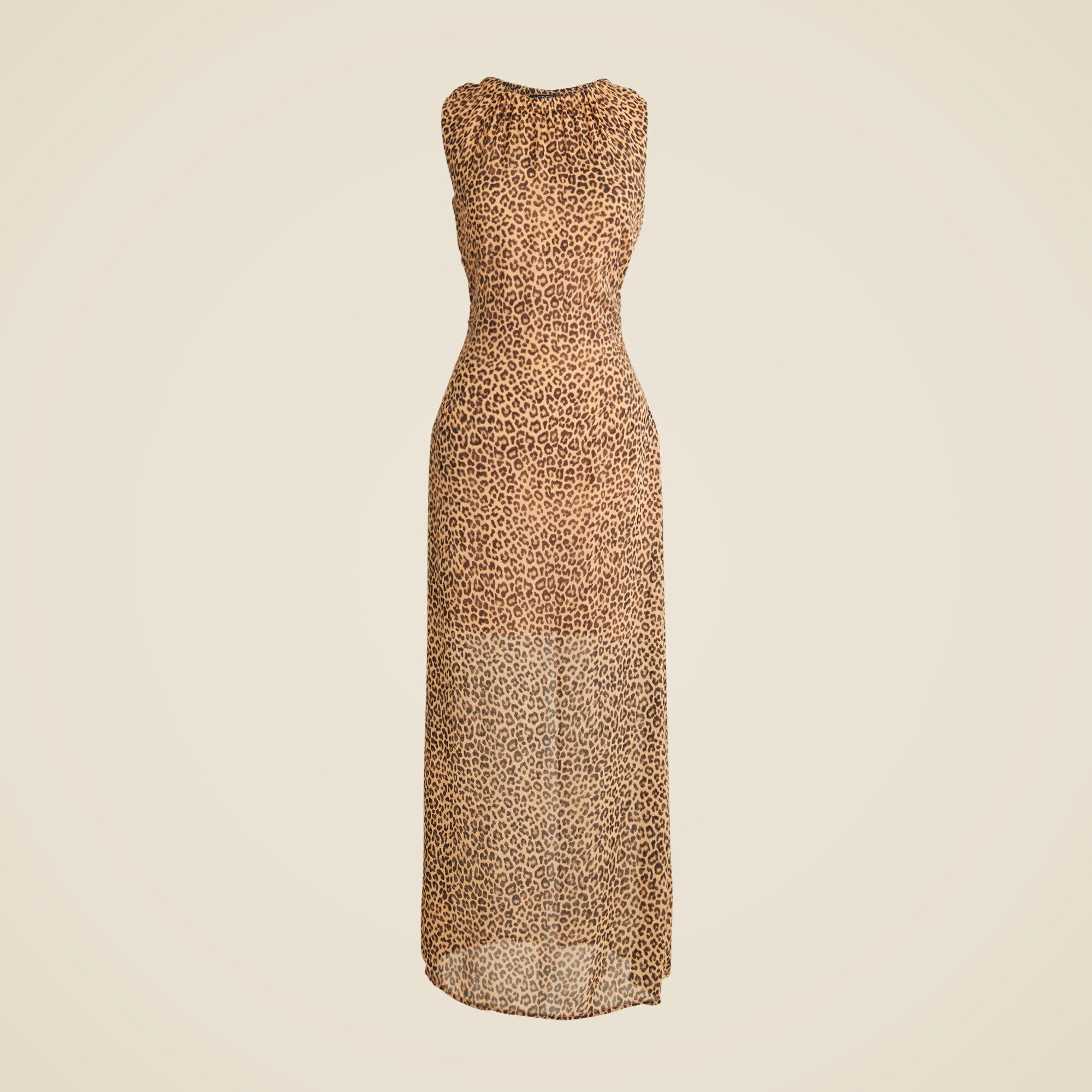  Gathered sheath dress in leopard chiffon