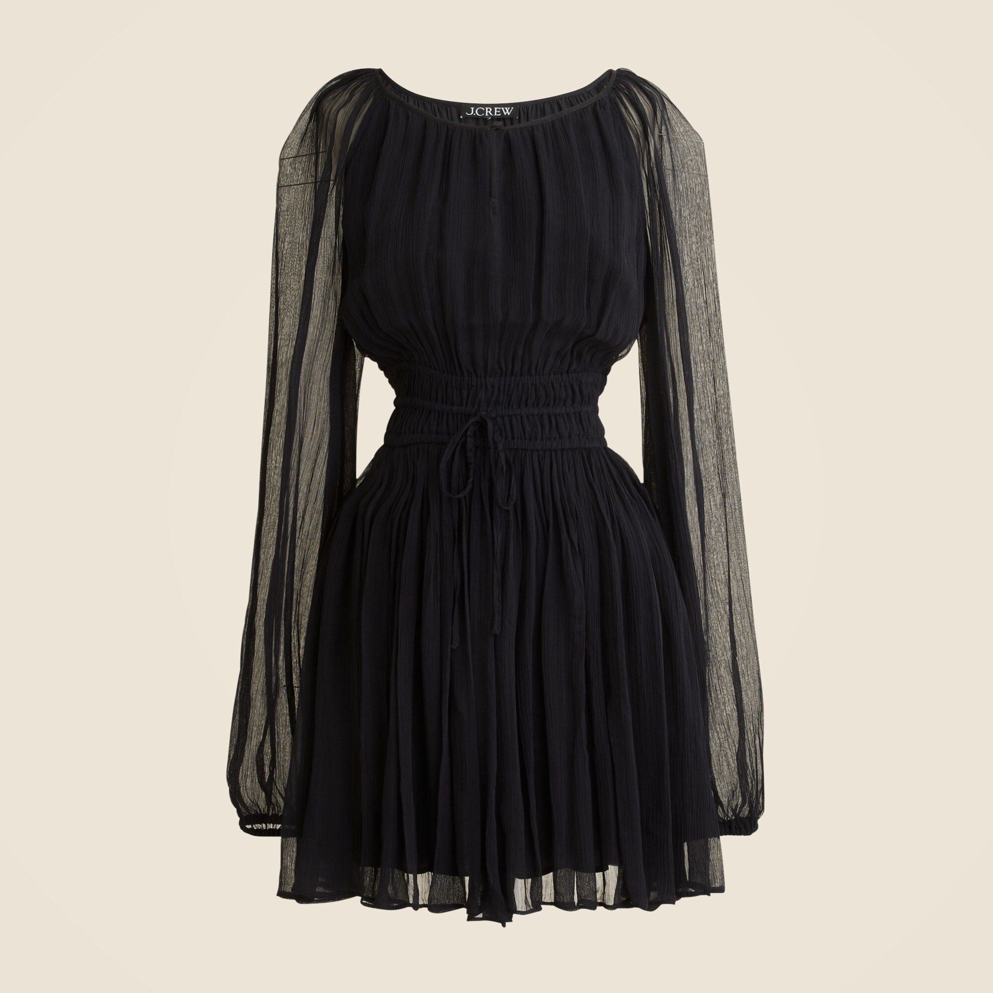 white christmas dresses Sava Open Back Long Sleeve Mini Dress in Black Floral Chiffon main image 1